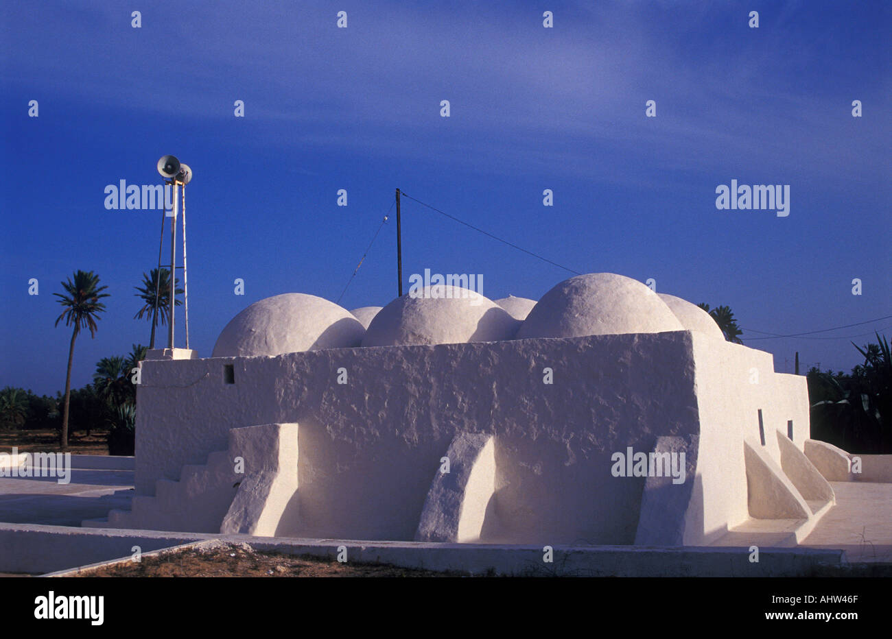 Blanchis à la petite mosquée sur l'île de Djerba (Djerba) en Tunisie Banque D'Images