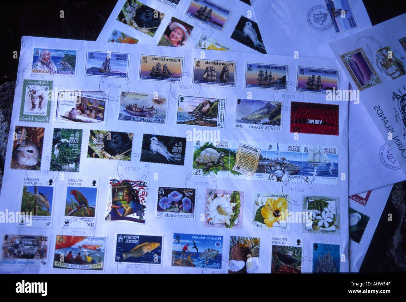 L'île de Pitcairn timbres Banque D'Images