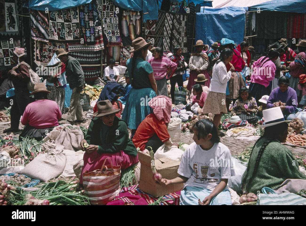 Scène de marché près de Cuzco au Pérou Banque D'Images