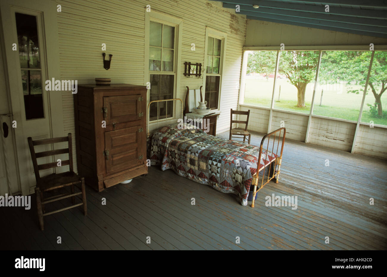 Johnson City Texas USA Le Président Lyndon Baines Johnson s boyhood home porche de couchage Banque D'Images