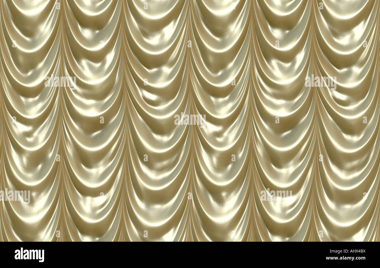 Rideaux drapés d'or luxueux bas comme dans un théâtre Banque D'Images