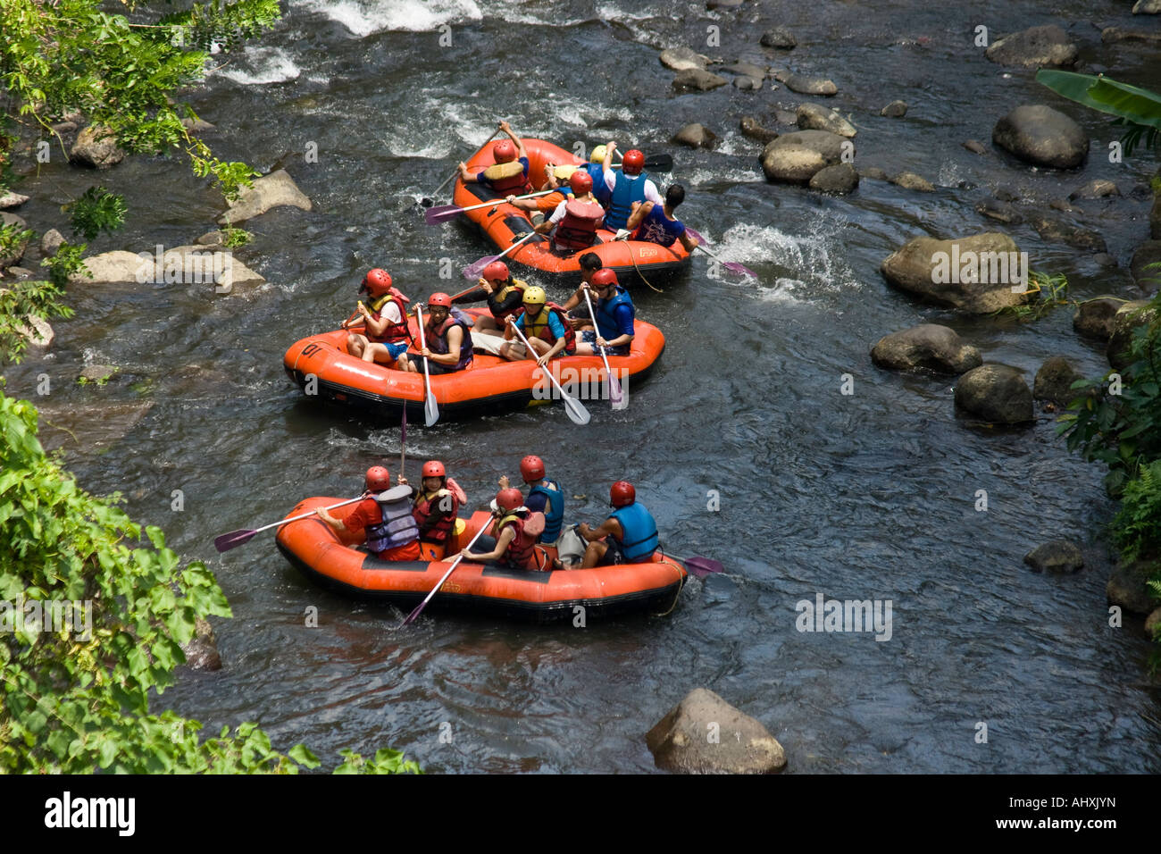Gorges de la rivière Ayung Rafting Ubud Bali Indonésie Banque D'Images
