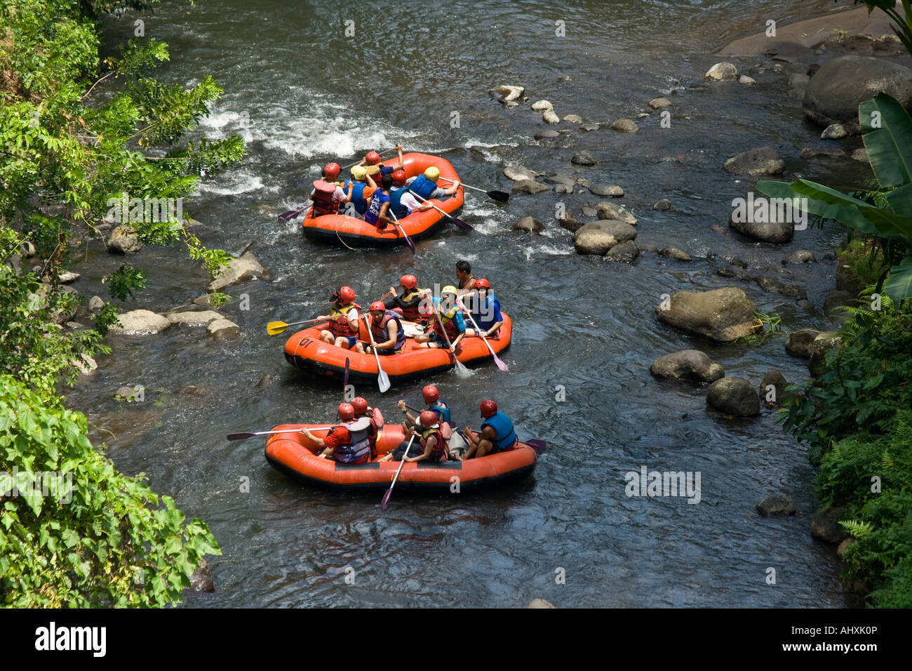 Gorges de la rivière Ayung Rafting Ubud Bali Indonésie Banque D'Images
