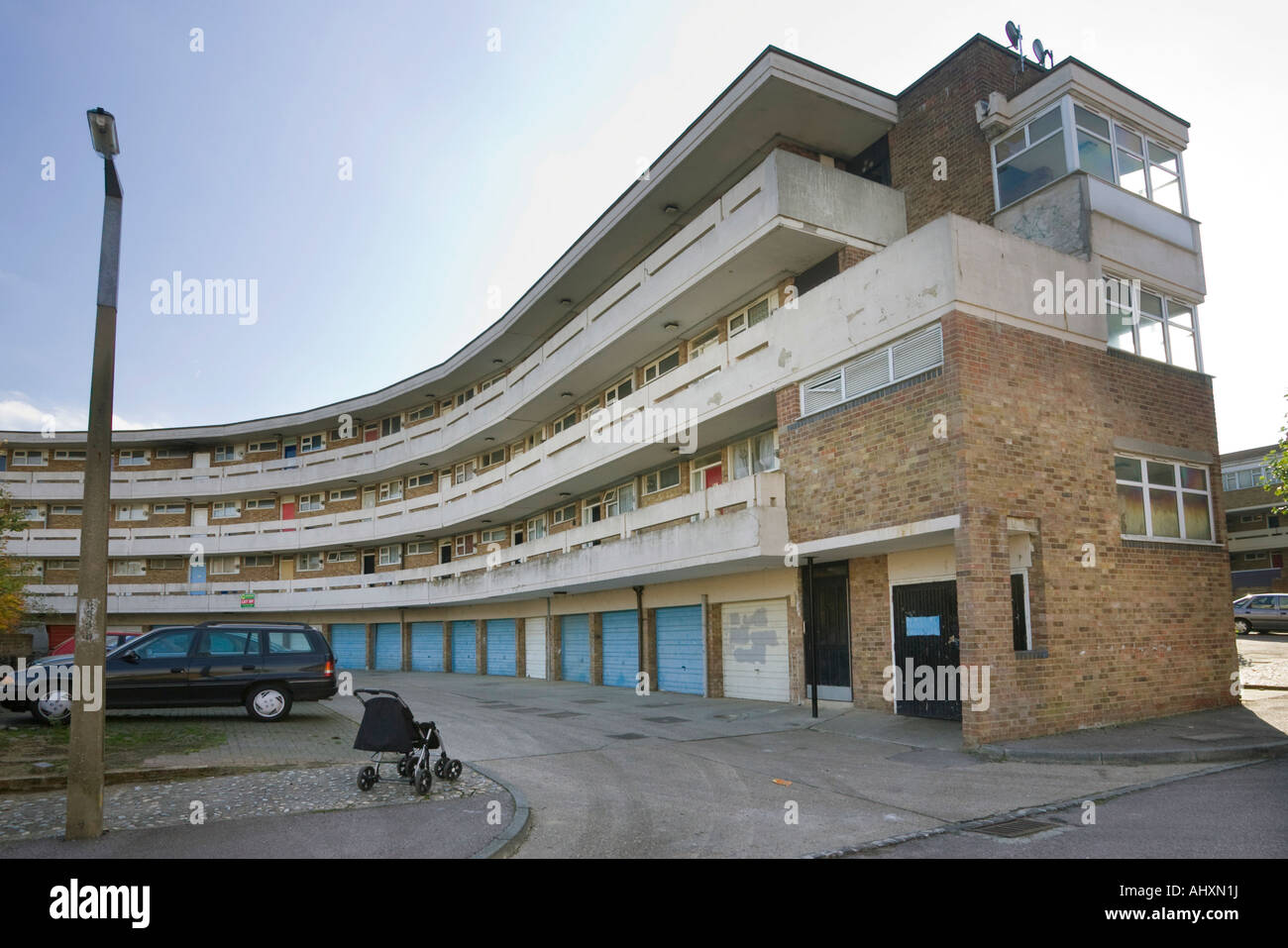 Brockles Mead conseil appartements en mauvais état à Harlow, Essex, UK Banque D'Images