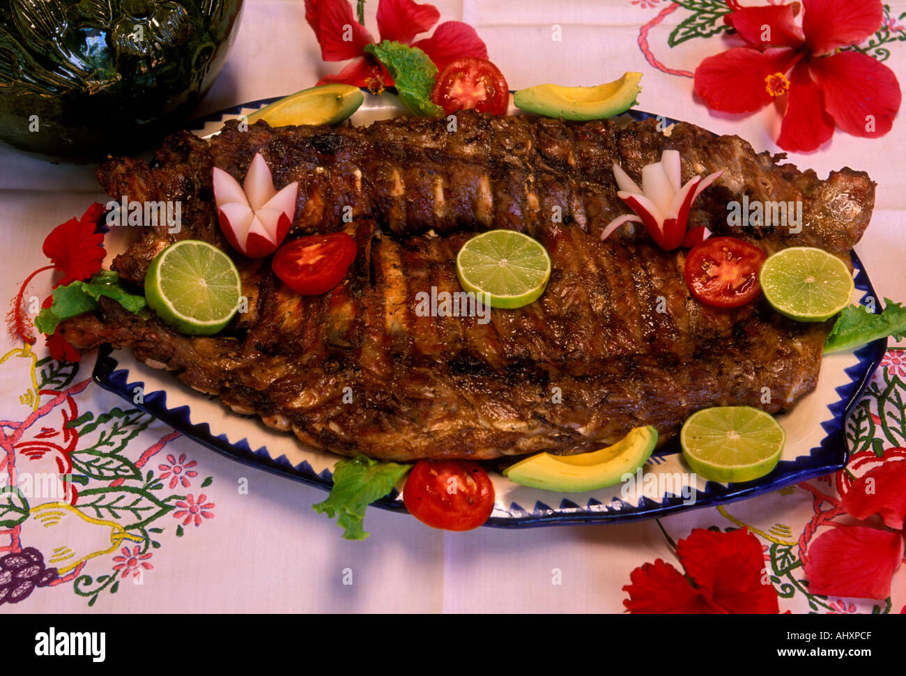 Costillas de côtes de porc, de puerco, la cuisine mexicaine, le restaurant mexicain, la nourriture mexicaine et la boisson, la nourriture mexicaine, zaachila, état de Oaxaca, Mexique Banque D'Images