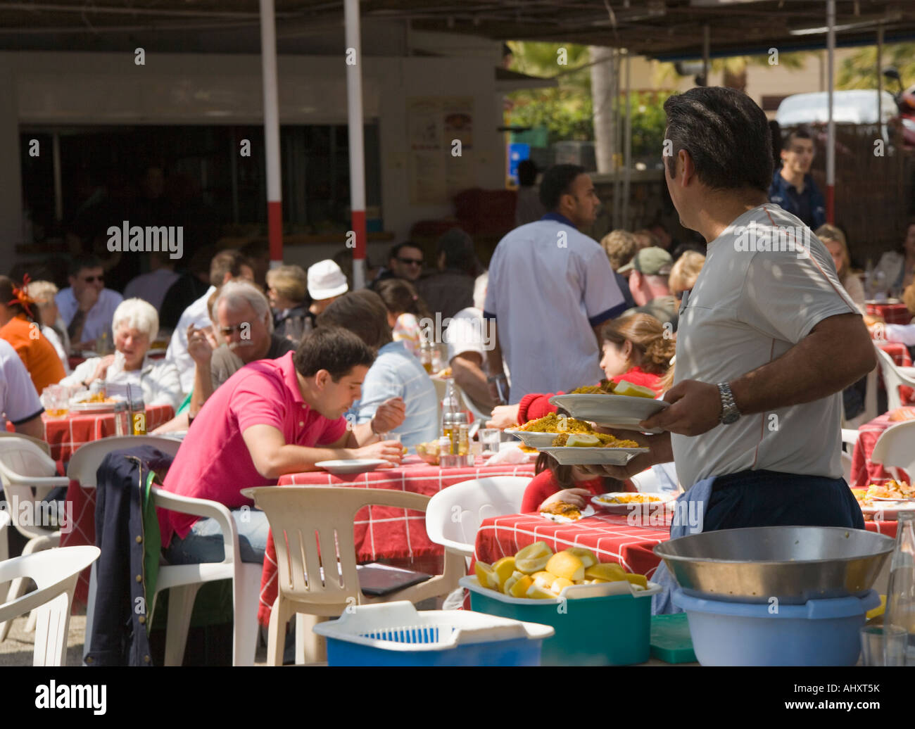 Nerja Costa del Sol Malaga Province Espagne Ayo chiringuito sur la plage de Burriana Banque D'Images