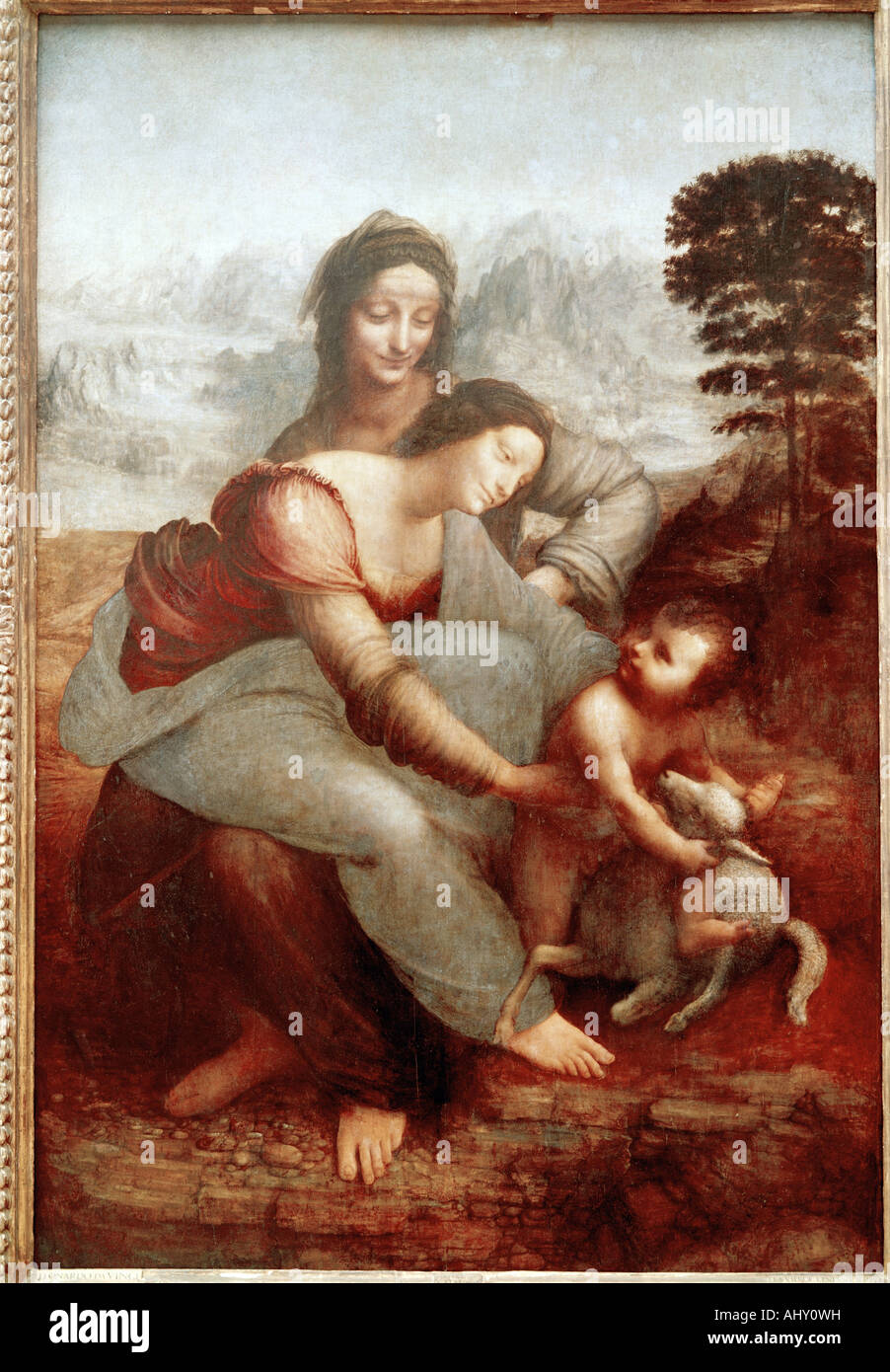 'Fine Arts, Leonardo da Vinci, (1452 - 1519), peinture, "la Vierge et l'Enfant avec sainte Anne", vers 1510, huile sur panneau, 168 Banque D'Images