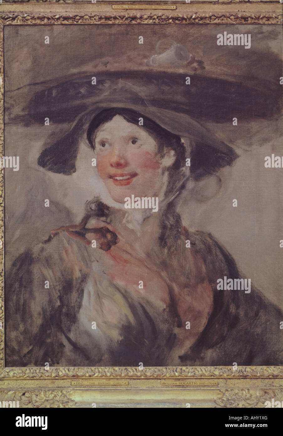 'Fine Arts, Hogarth, William, (1697 - 1764), peinture, 'girl' de la crevette, vers 1740, huile sur toile, 63,5 cm x 52,5 cm, d'une nation Banque D'Images