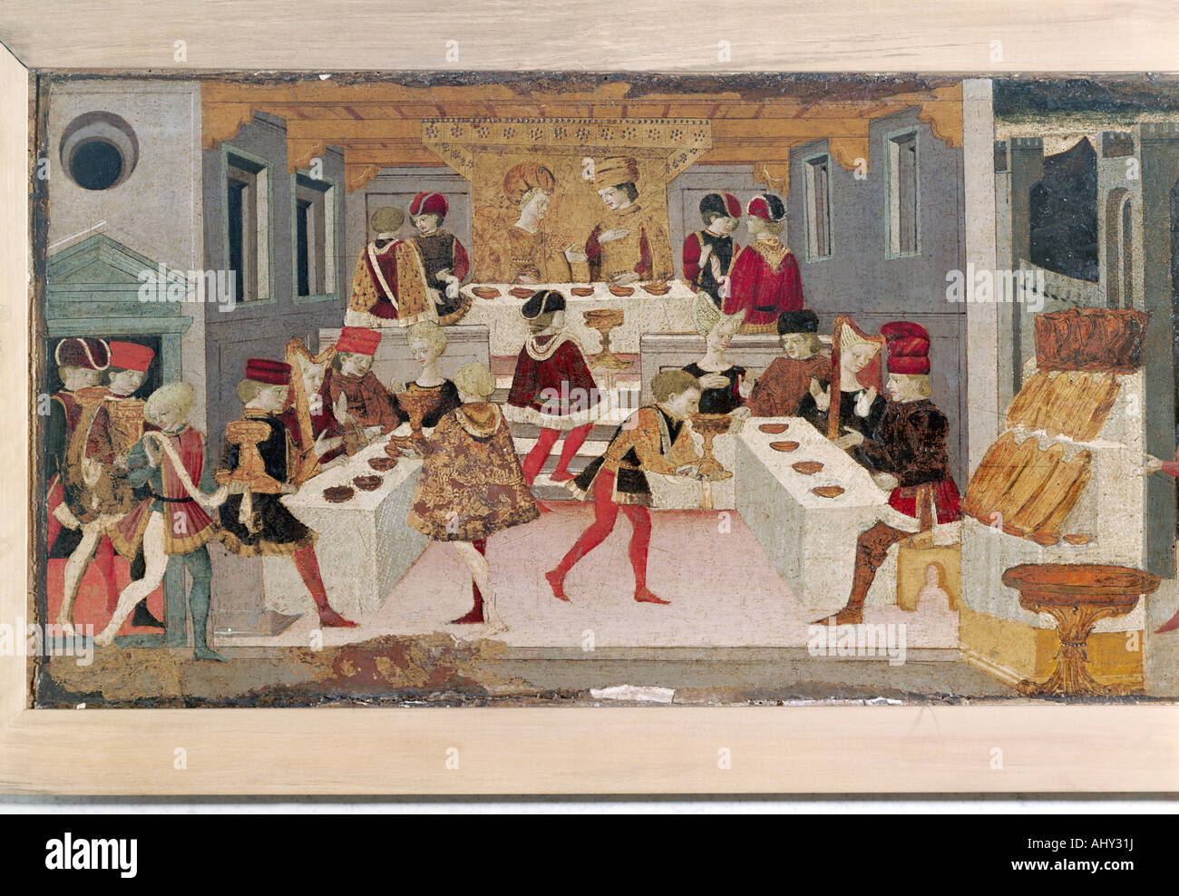 Beaux-arts, Maître de l'Jarves Cassone, peinture, histoire d'Alatiel, détail, banquet, musée Correr, , n'a pas d'auteur de l'artiste pour être effacé Banque D'Images