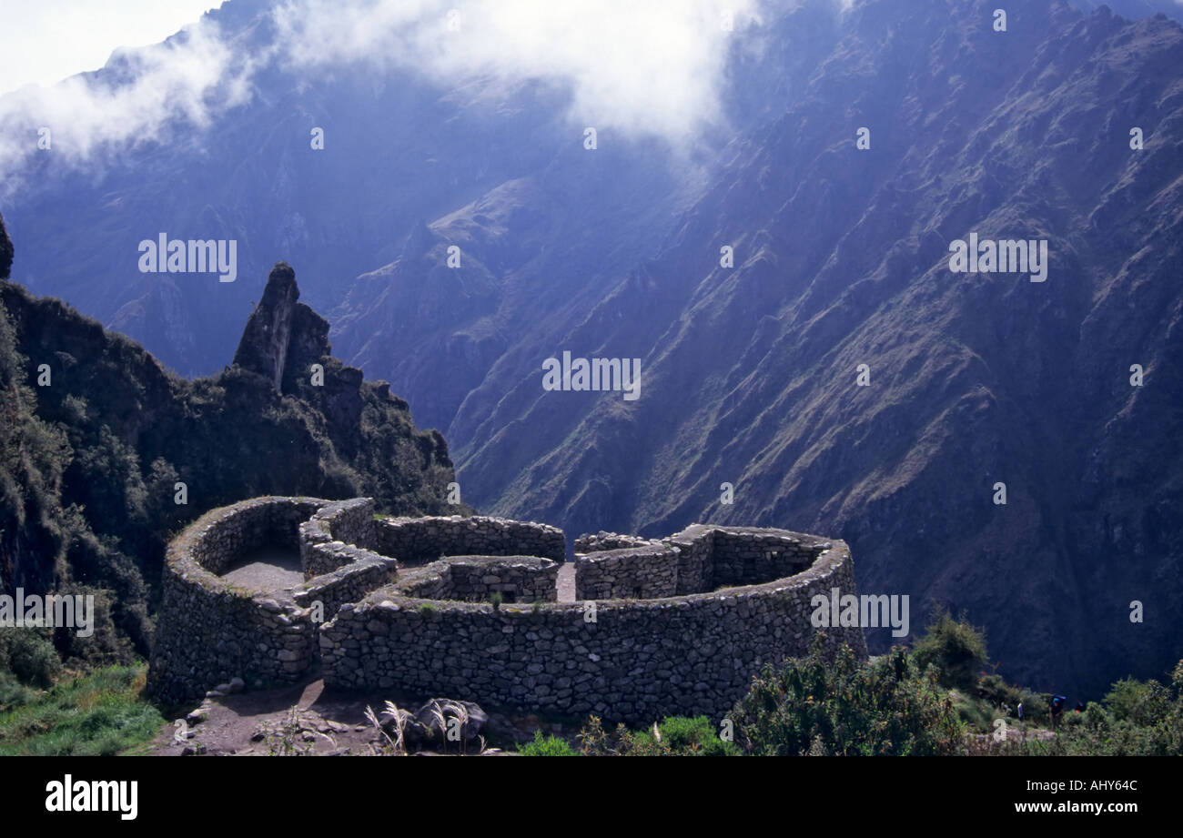 Runkurakay ruines Inca, l'Inca, Pérou Banque D'Images