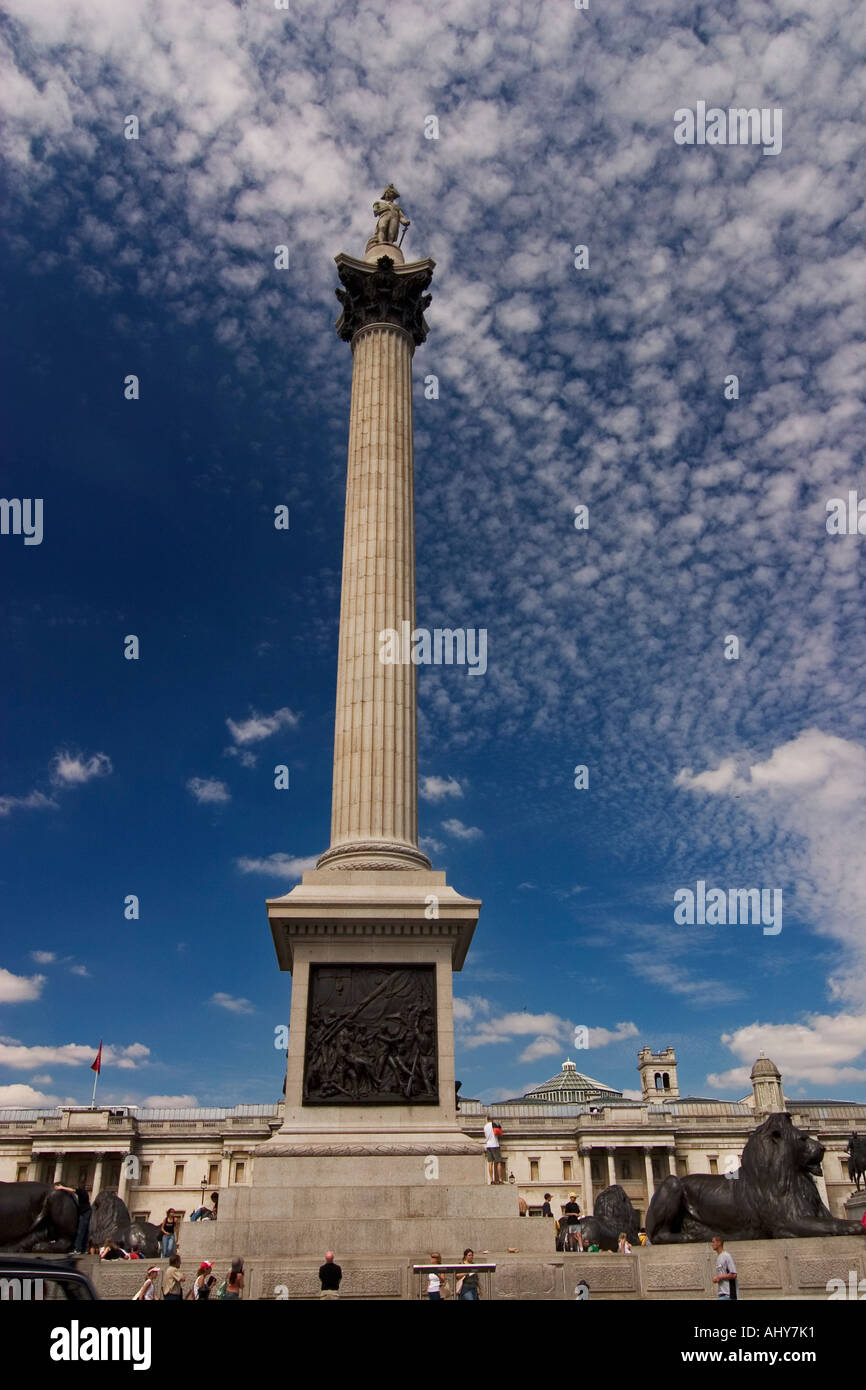 Nelsons Column Trafalgar Square London Banque D'Images