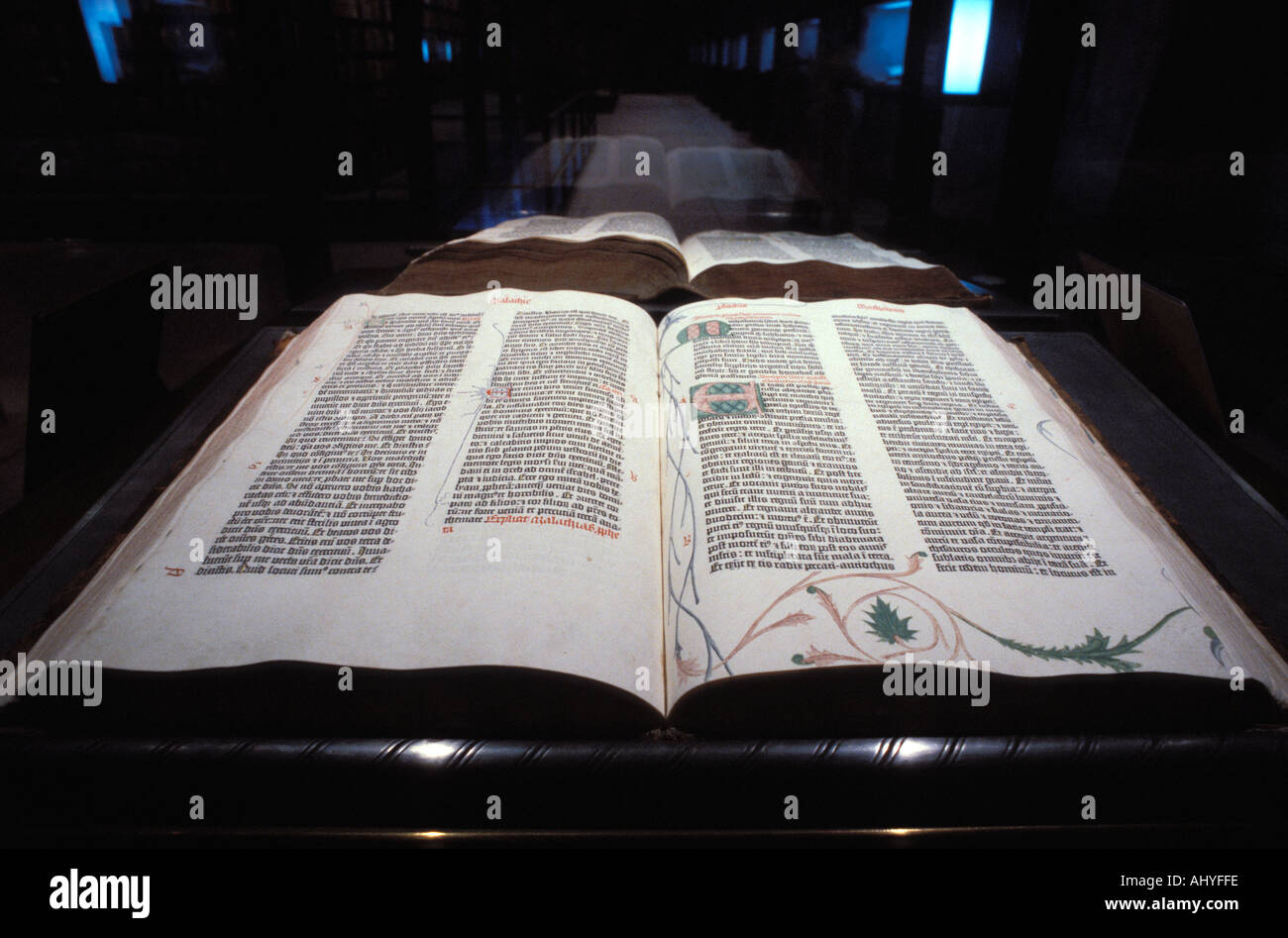 L'affichage original Bible de Gutenberg bibliothèque Beinecke de l'université de Yale New Haven Banque D'Images