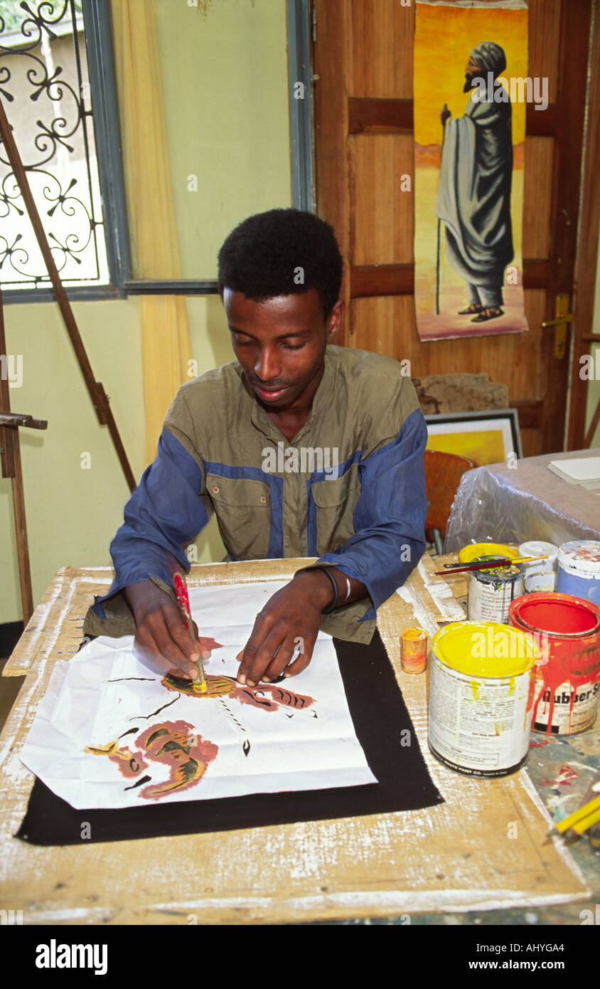 La classe d'art dans une maison pour orphelins, handicapés et personnes déplacées les garçons. L'Éthiopie, Assela Banque D'Images