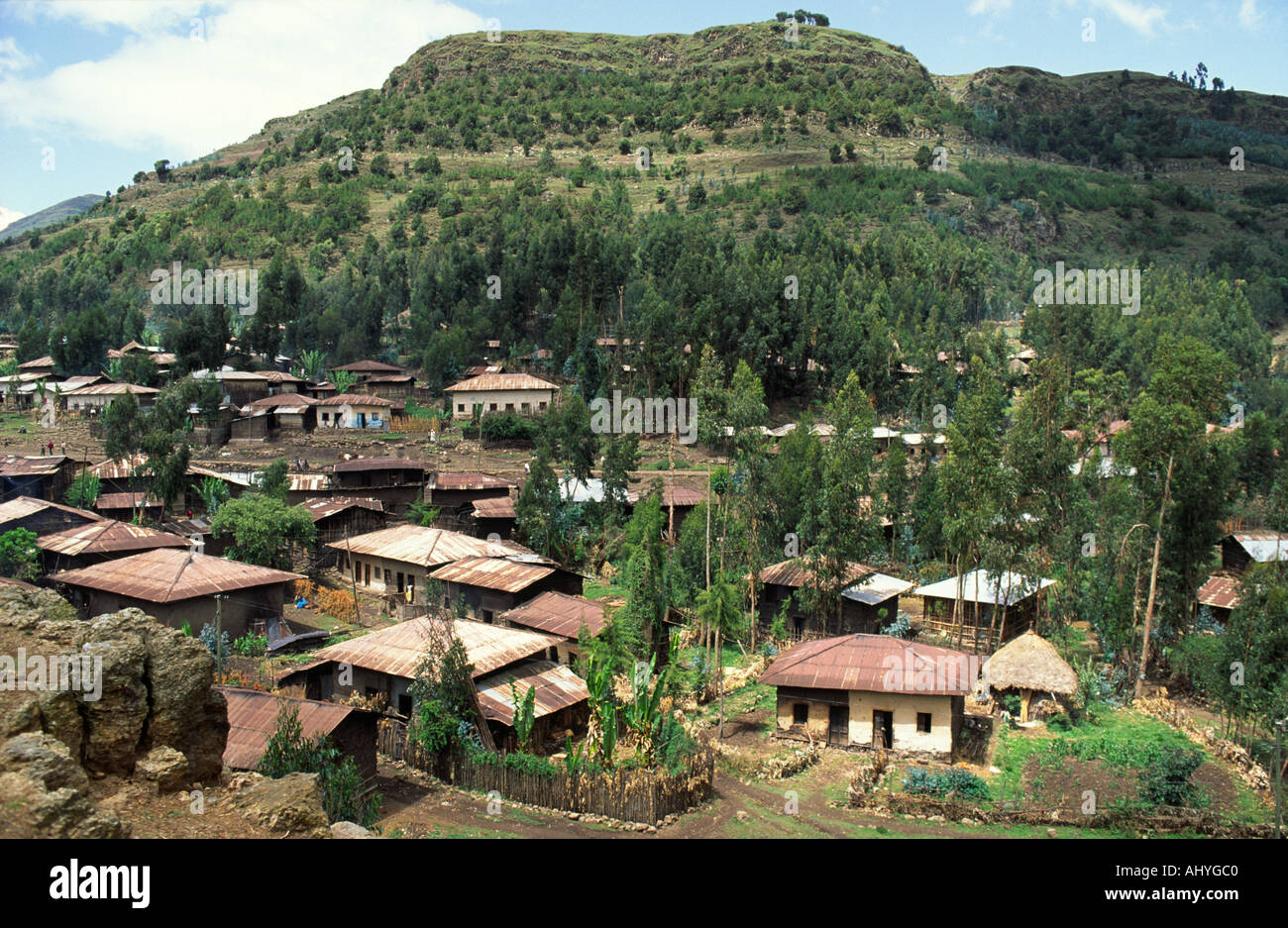 Kutaber, un village rural typique dans la province de Wollo, Éthiopie centrale Banque D'Images