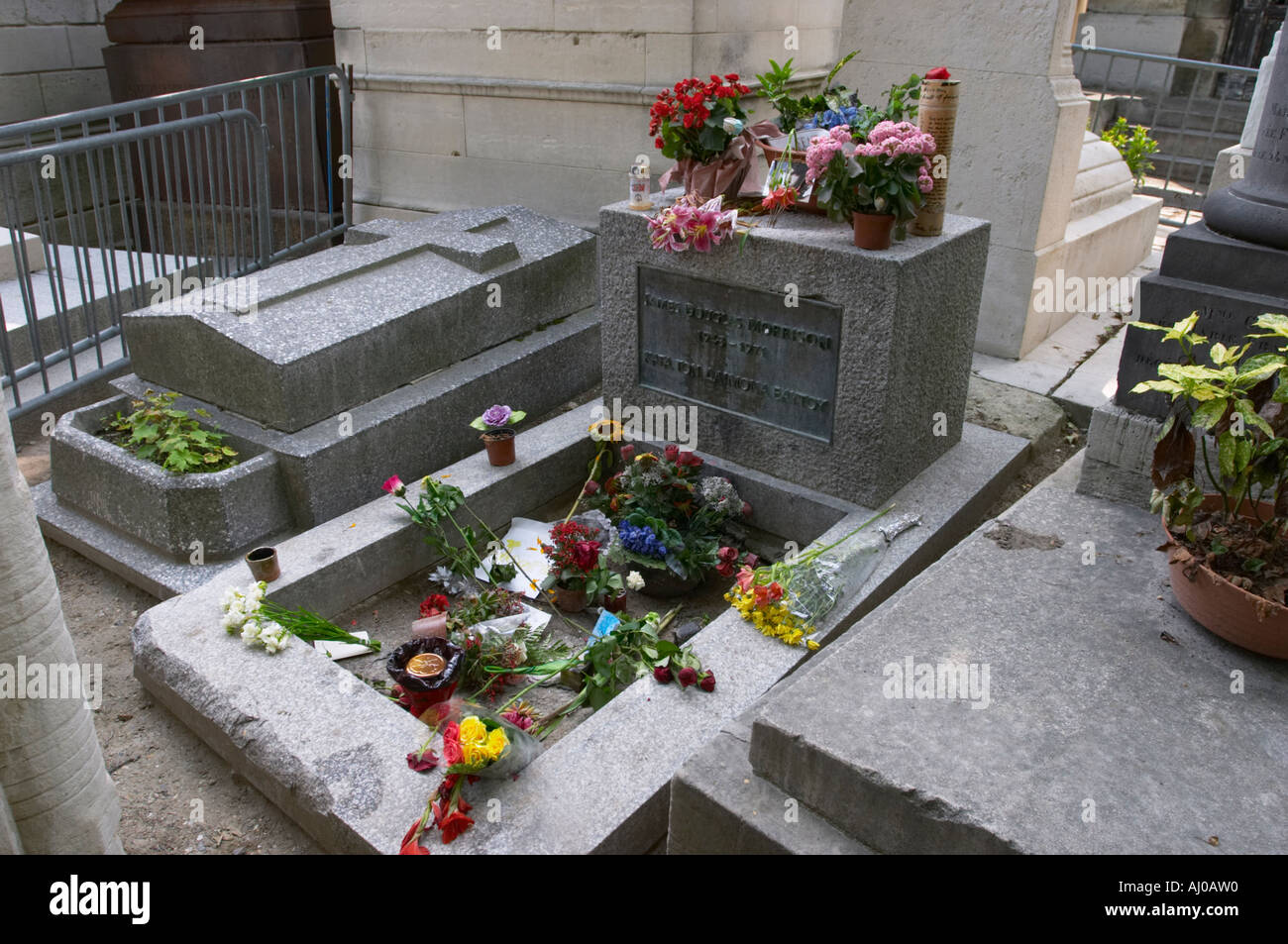 Tombe de Jim Morrison au cimetière du Père-Lachaise à Paris, France Banque D'Images