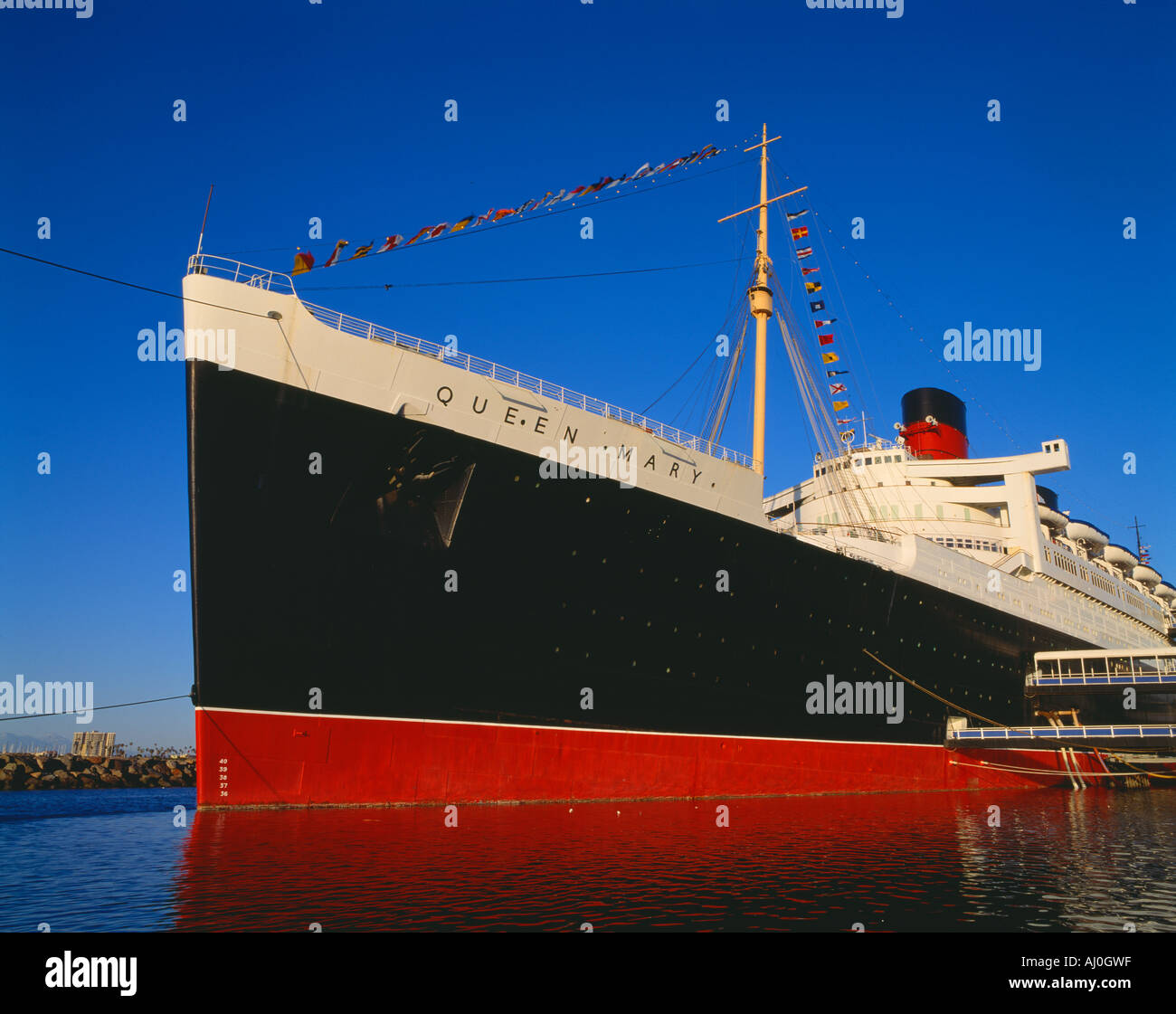 La Reine Marie de Long Beach Californie Harbour Banque D'Images