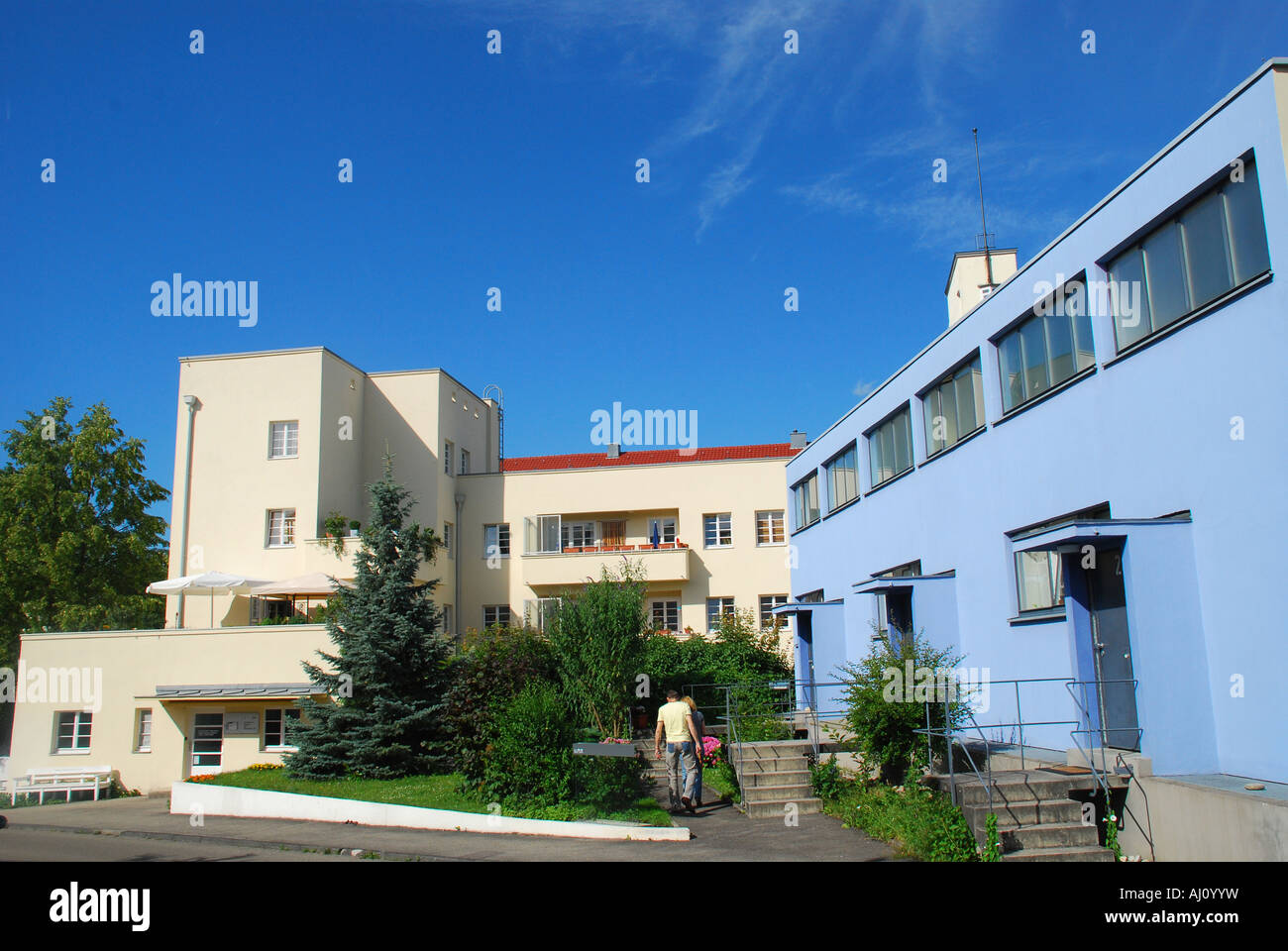 Maisons des architectes, Mart Stam (Am Weissenhof 24-28) et Peter Behrens (Am Weissenhof 30-32) - monument architectural Banque D'Images