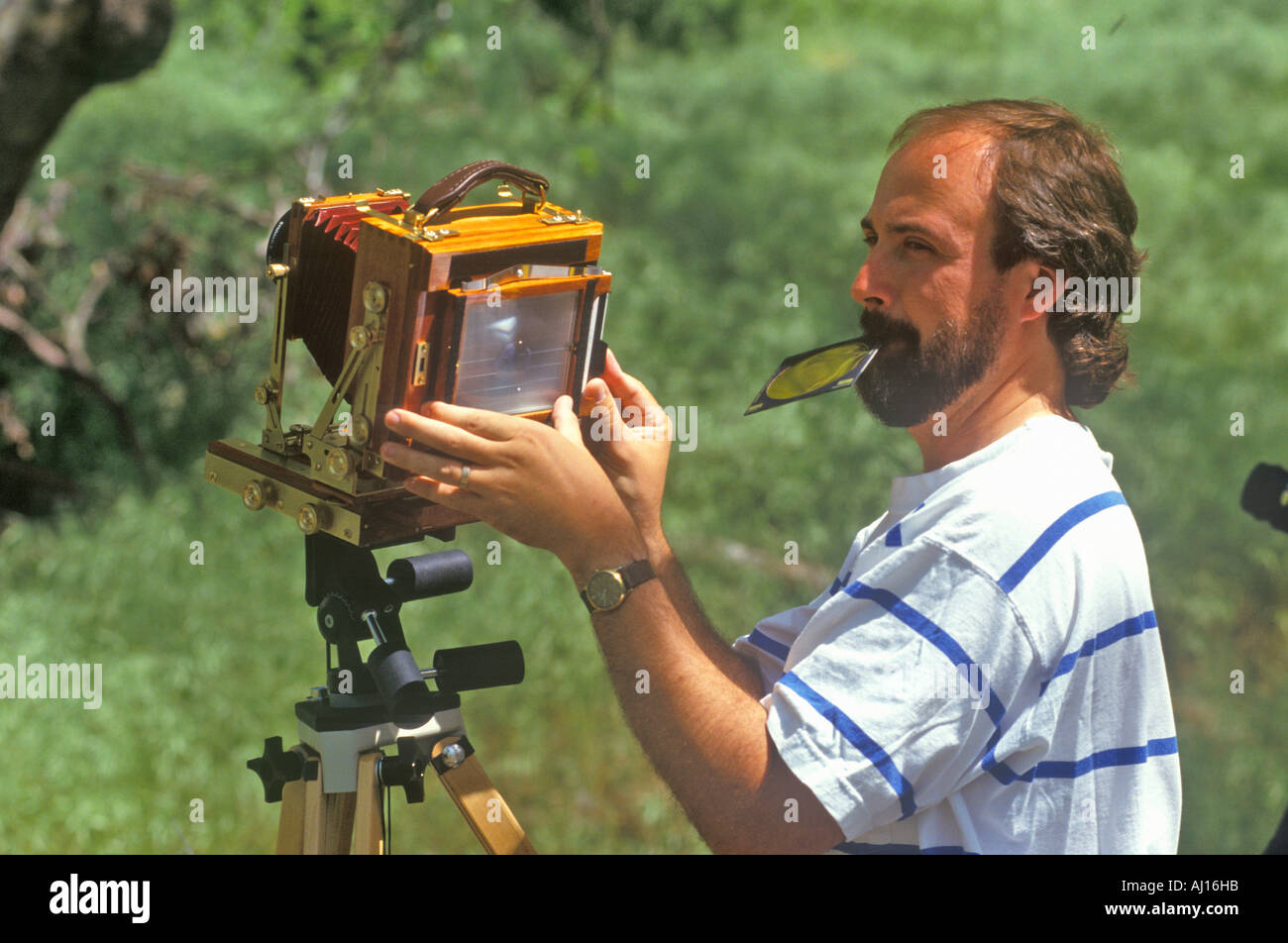 Photographe avec grand format 4X5 Prise de vue caméra Montezuma s Château AZ Banque D'Images