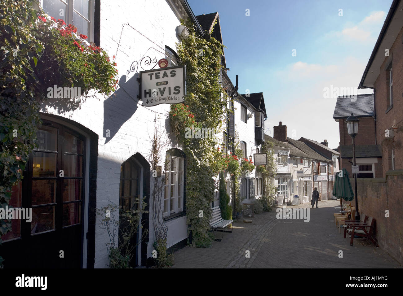 Church Lane avec Ye Olde Soup Kitchen, Stafford, Staffordshire, Angleterre Banque D'Images