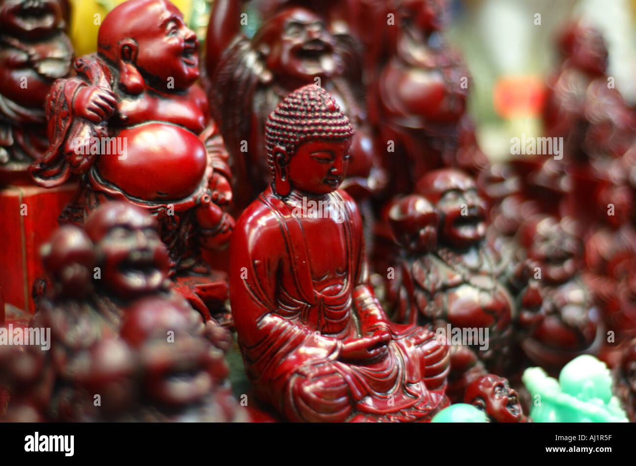 Série de statues de Bouddha dans un magasin chinois Banque D'Images