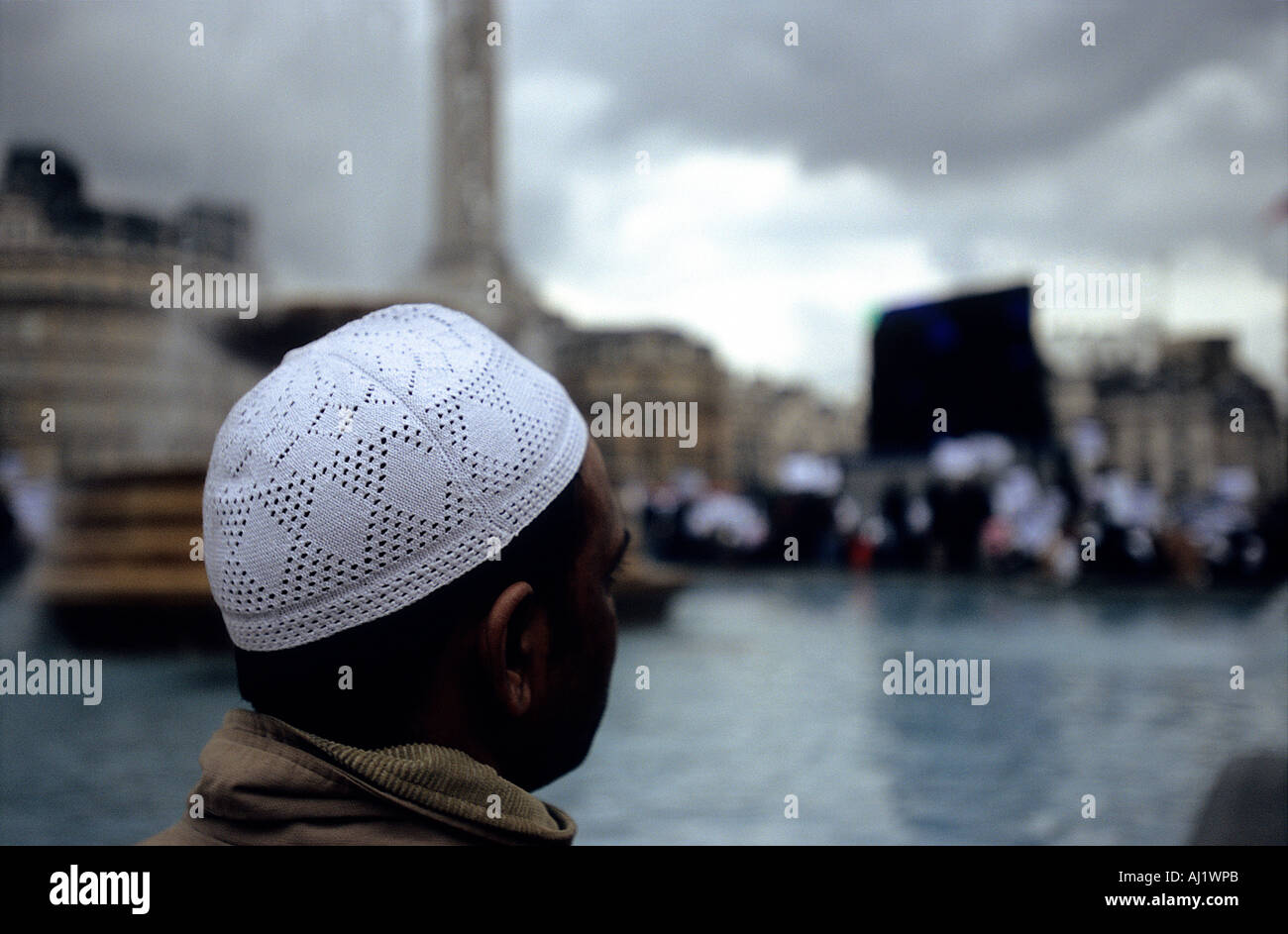 L'Islam en France, un Musulman britannique à Trafalgar Square Banque D'Images