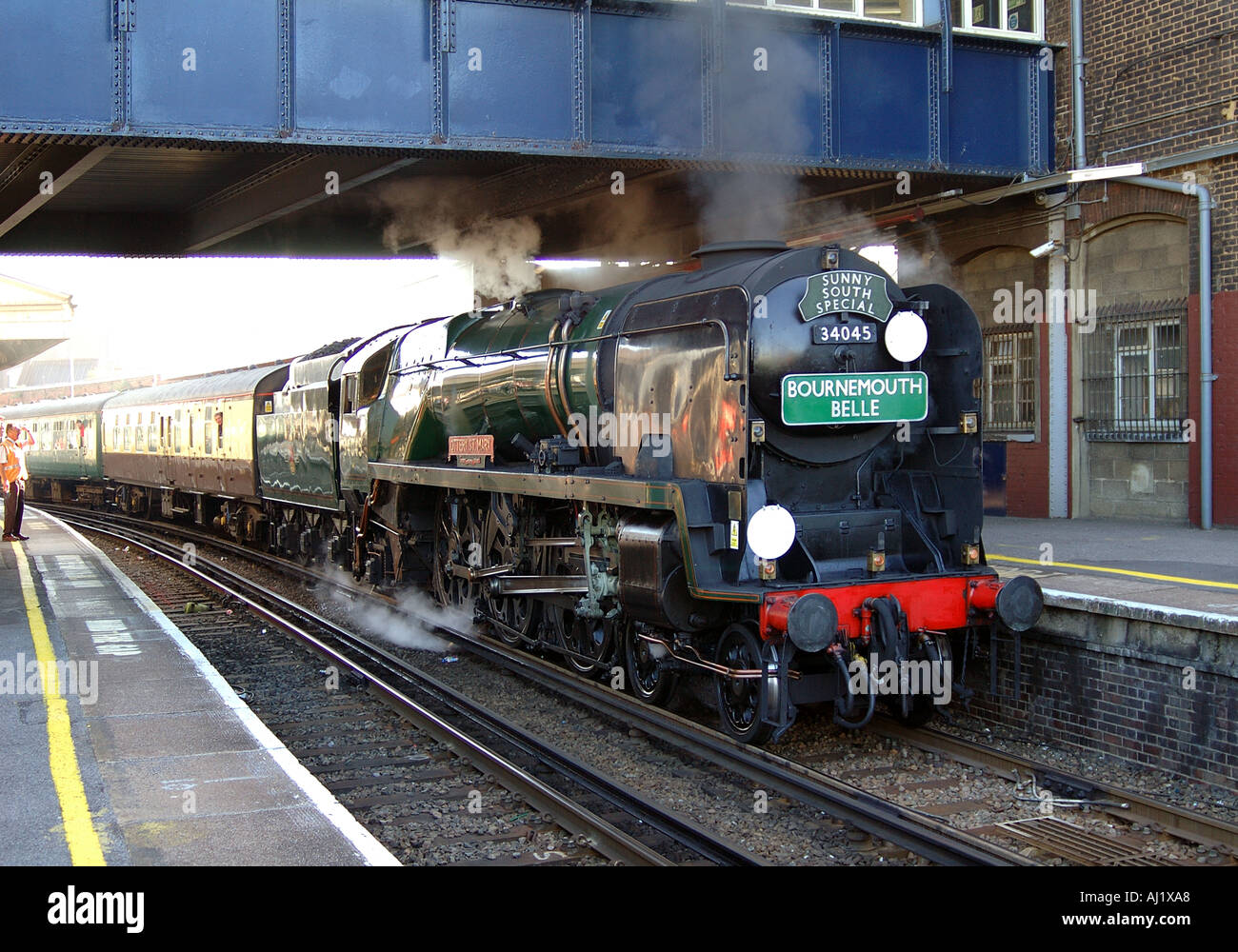 Pays de l'Ouest Locomotive Classe Sidmouth à Clapham Junction avec la Belle Bournemouth spécial sud 1er septembre 2 Banque D'Images