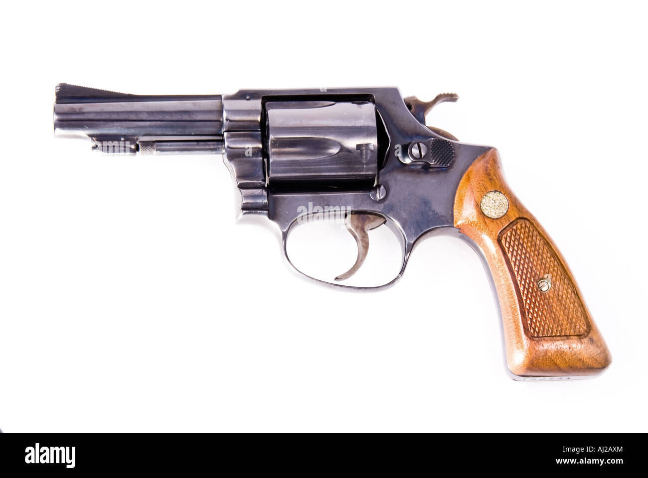 Vieux Smith et Wesson pistolet avec poignée en bois Banque D'Images