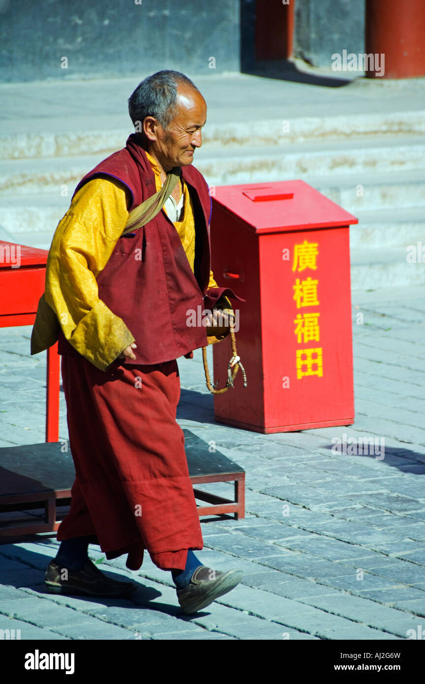 Buddisht, moine Bouddhiste Tibétain Yonghe Gong, Lama Temple, Beijing, Chine Banque D'Images
