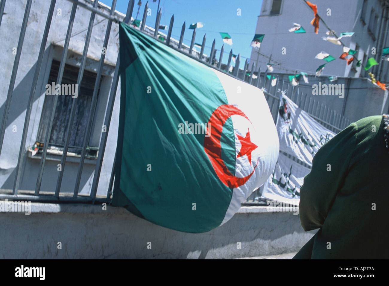 Drapeau algérien d'Alger Banque D'Images