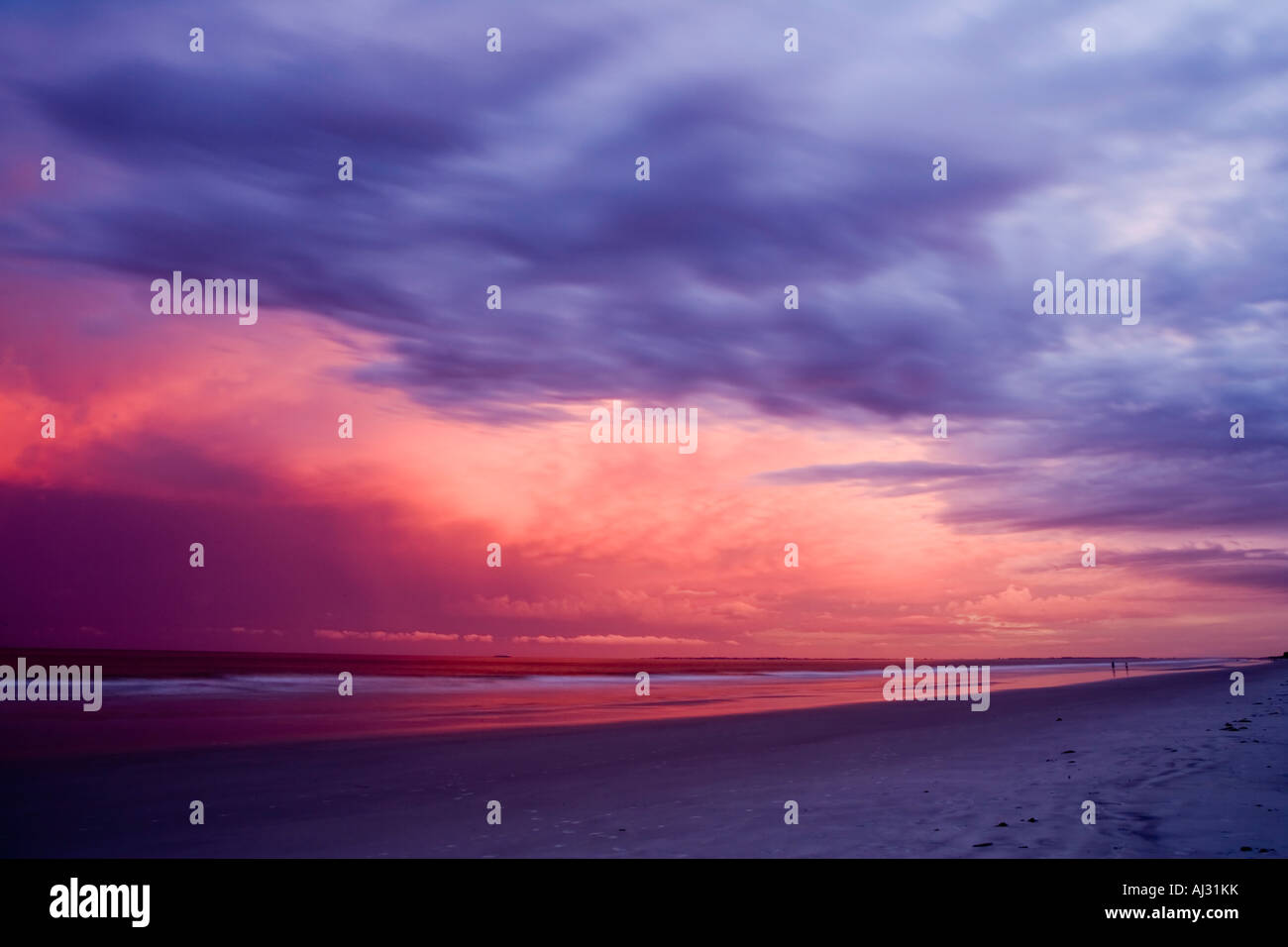 Après la tempête au coucher du soleil sur l'île de Hilton Head en Caroline du Sud Banque D'Images