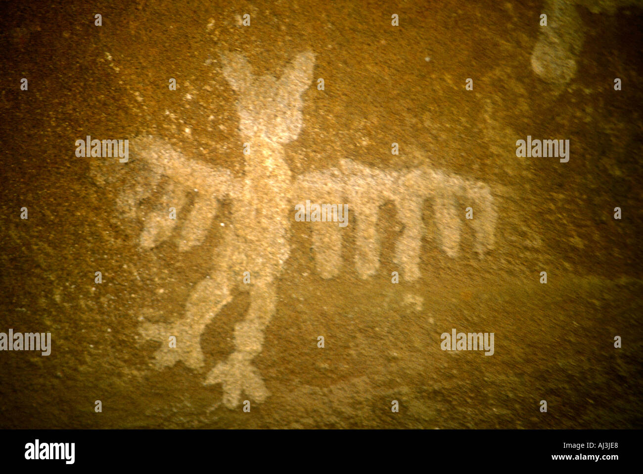 Le pictogramme Owl sur roches granitiques à Cerro Colorado à Cordoba, Argentine centrale Banque D'Images