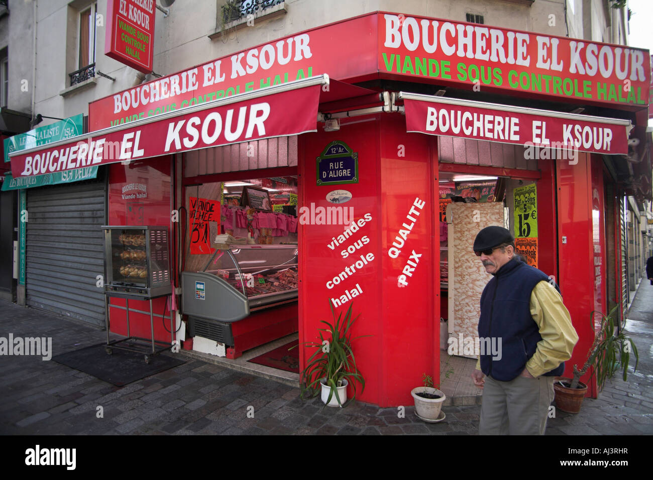 La viande halal boucherie boucherie dans le quartier musulman de la rue