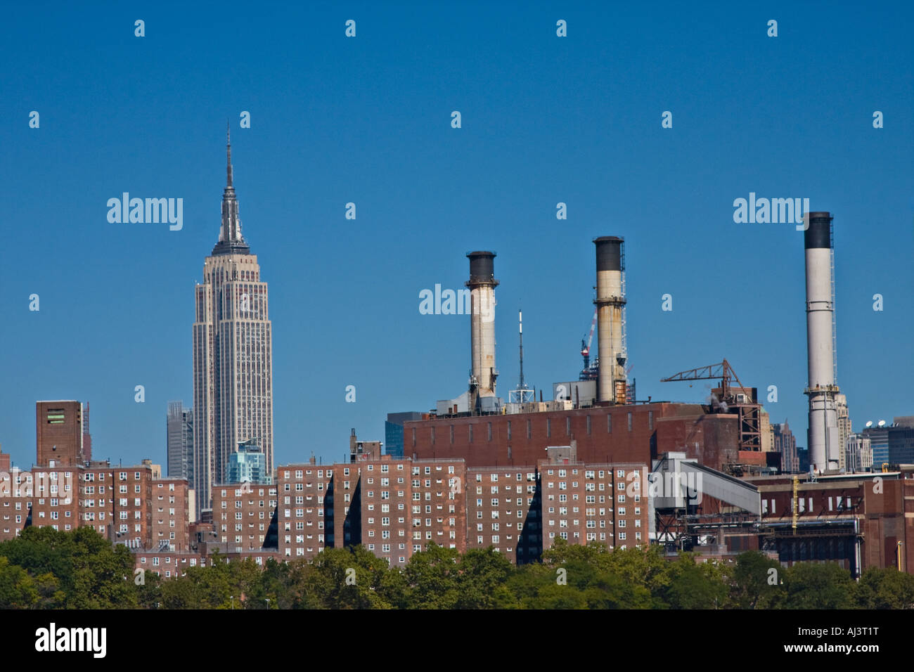 Con Edison cheminées, Manhattan, New York, USA Banque D'Images