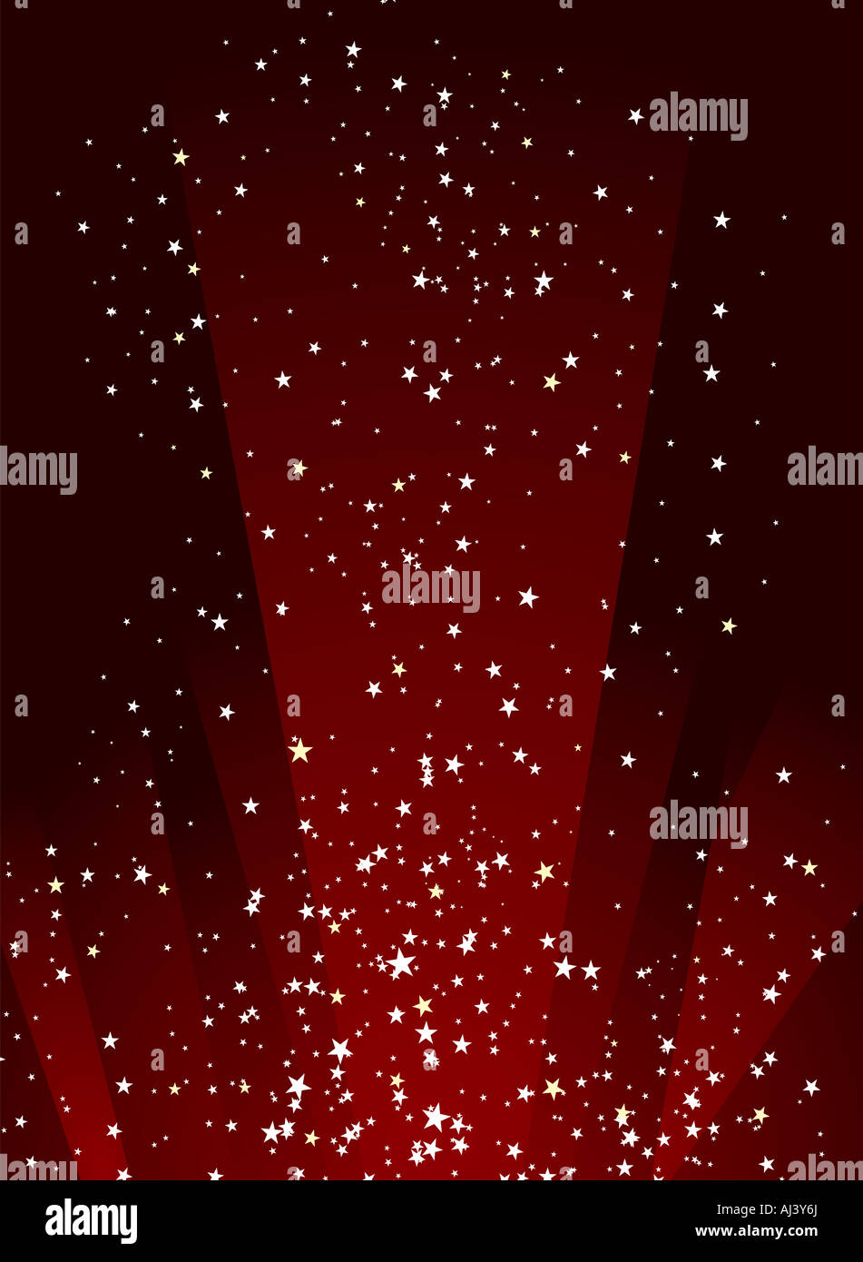 Nuit étoilée illustré en couleur rouge et noir avec les phares de recherche Banque D'Images