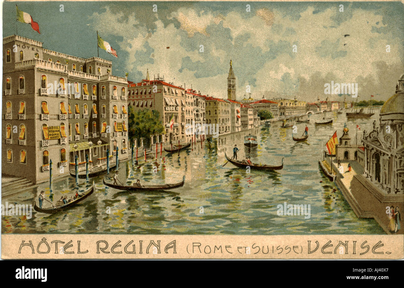 Carte postale publicité Chromolithographed de l'Hôtel Regina, Venise, [Italie] postally utilisé 1912 Banque D'Images