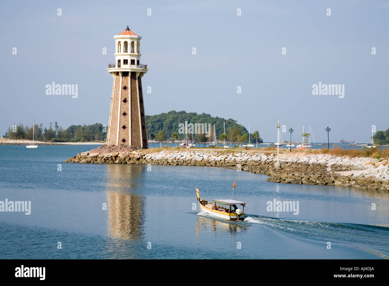 Quai, port de Telaga Petronas Park, l'île de Langkawi Pulau Langkawi, Malaisie Banque D'Images