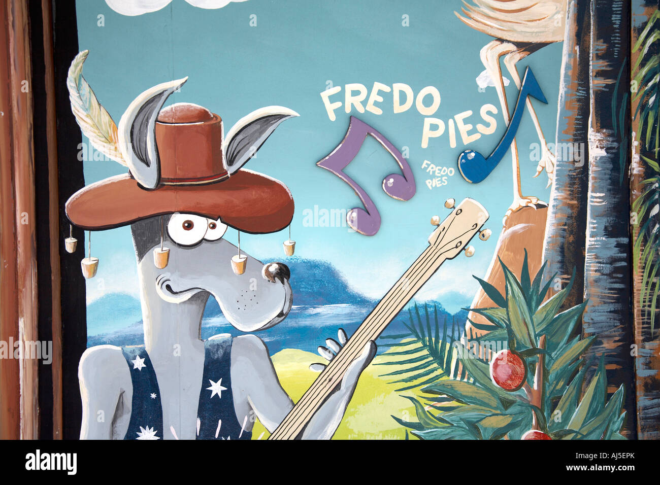 Tartes Fredo boutique avec caricature fresque à Frederickton Nouvelle Galles du sud , Australie Banque D'Images