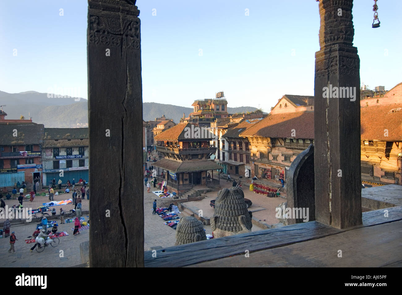 Taumathi Bakhtapur Asie Népal Square place dans la plus haute pagode du temple Nyatapola temple de Nyatapola coucher du soleil coucher du soleil Banque D'Images