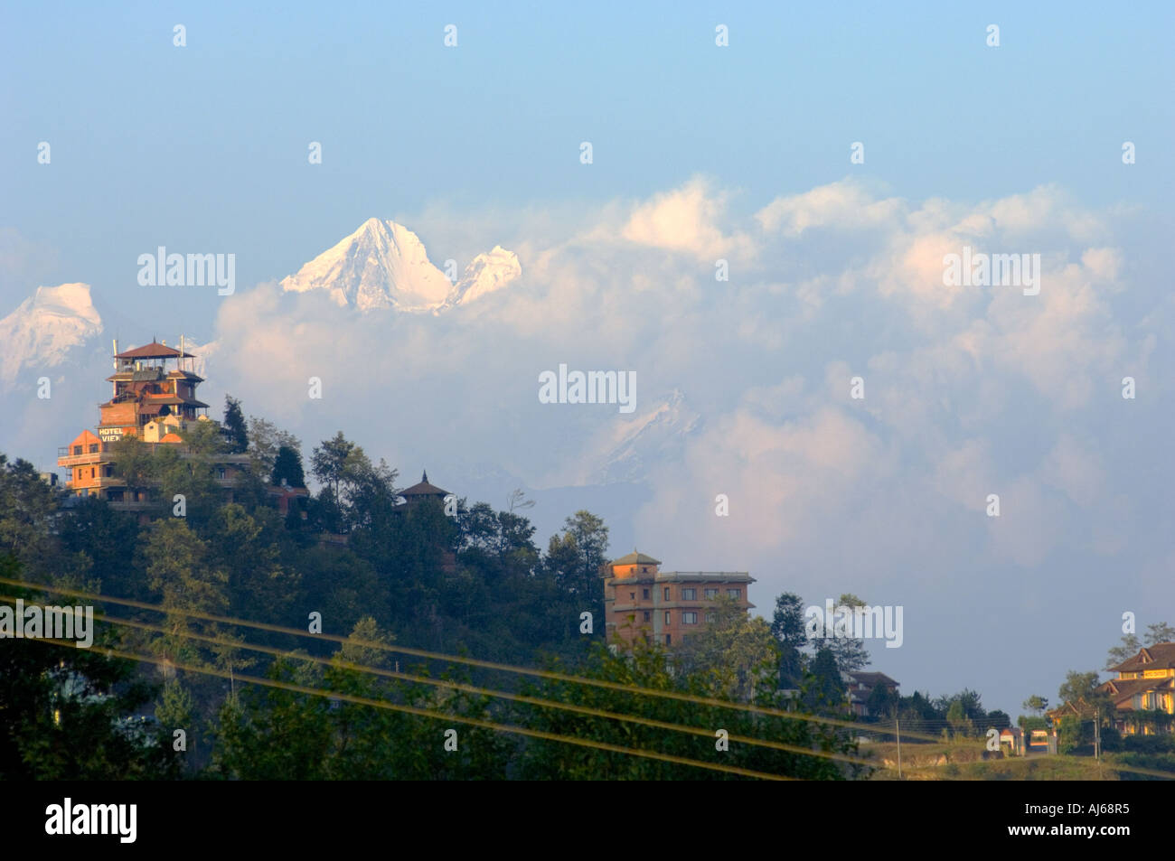 NAGARKOT HIMALAYAN Resort mountain chaîne de collines vallée de Katmandou vale dale glen Asie Népal Katmandou dell anapurna coucher du soleil Banque D'Images
