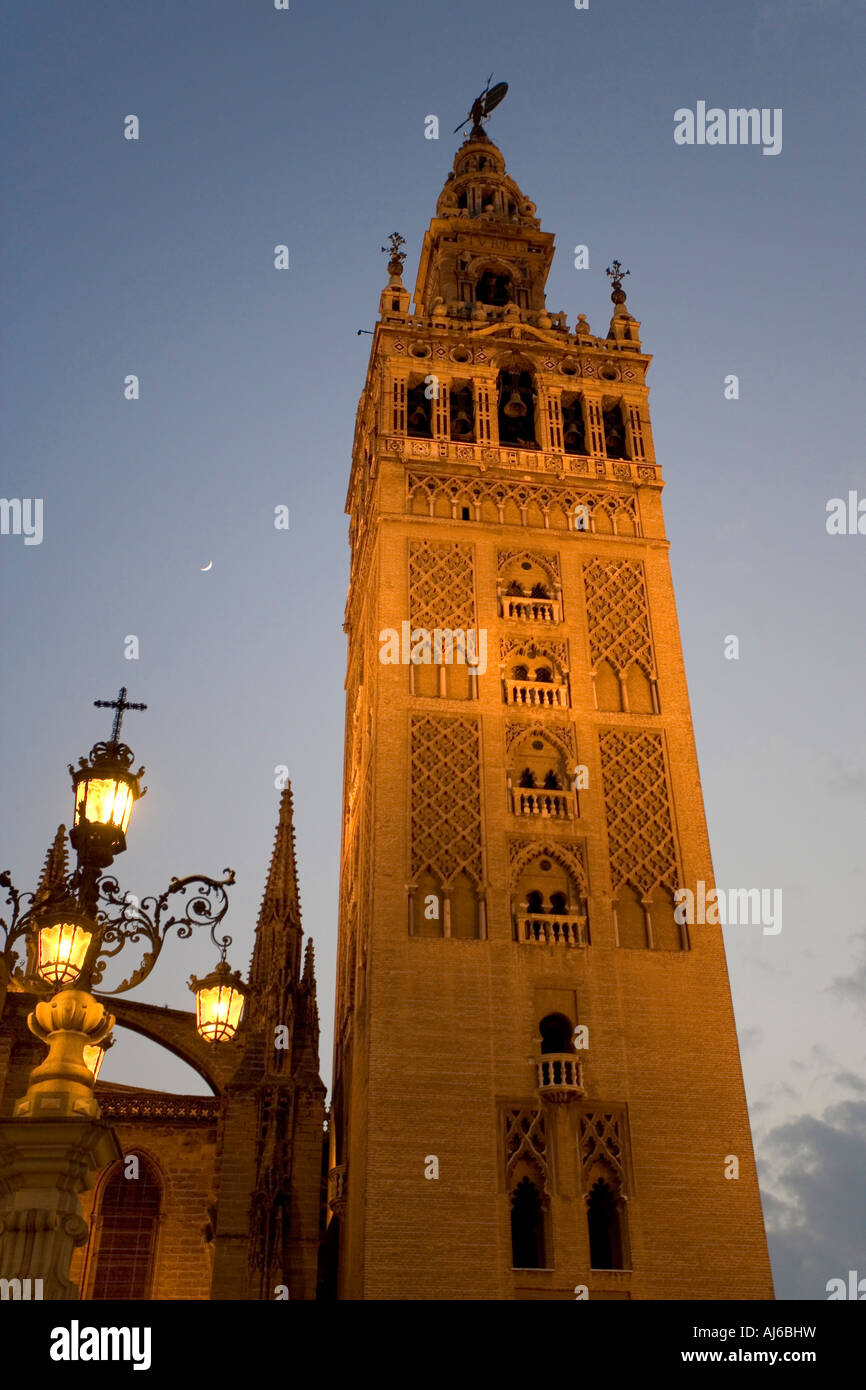 Le clocher ou Giralda de la cathédrale de Séville SEVILLE Espagne Banque D'Images