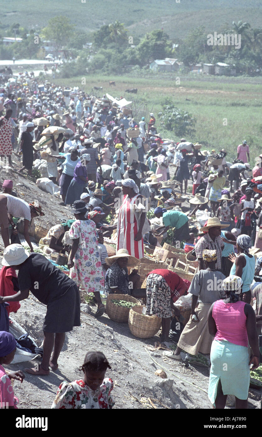 Marché de la route d'Haïti Banque D'Images