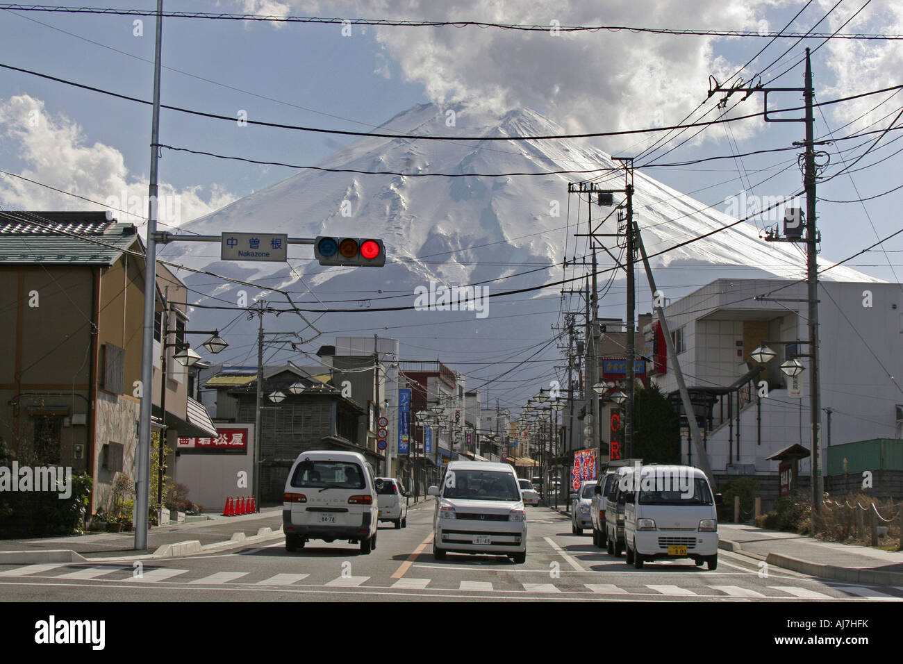 Mt. Vue de la ville de Fuji-Yoshida Fuji Japon Yamanashi Banque D'Images