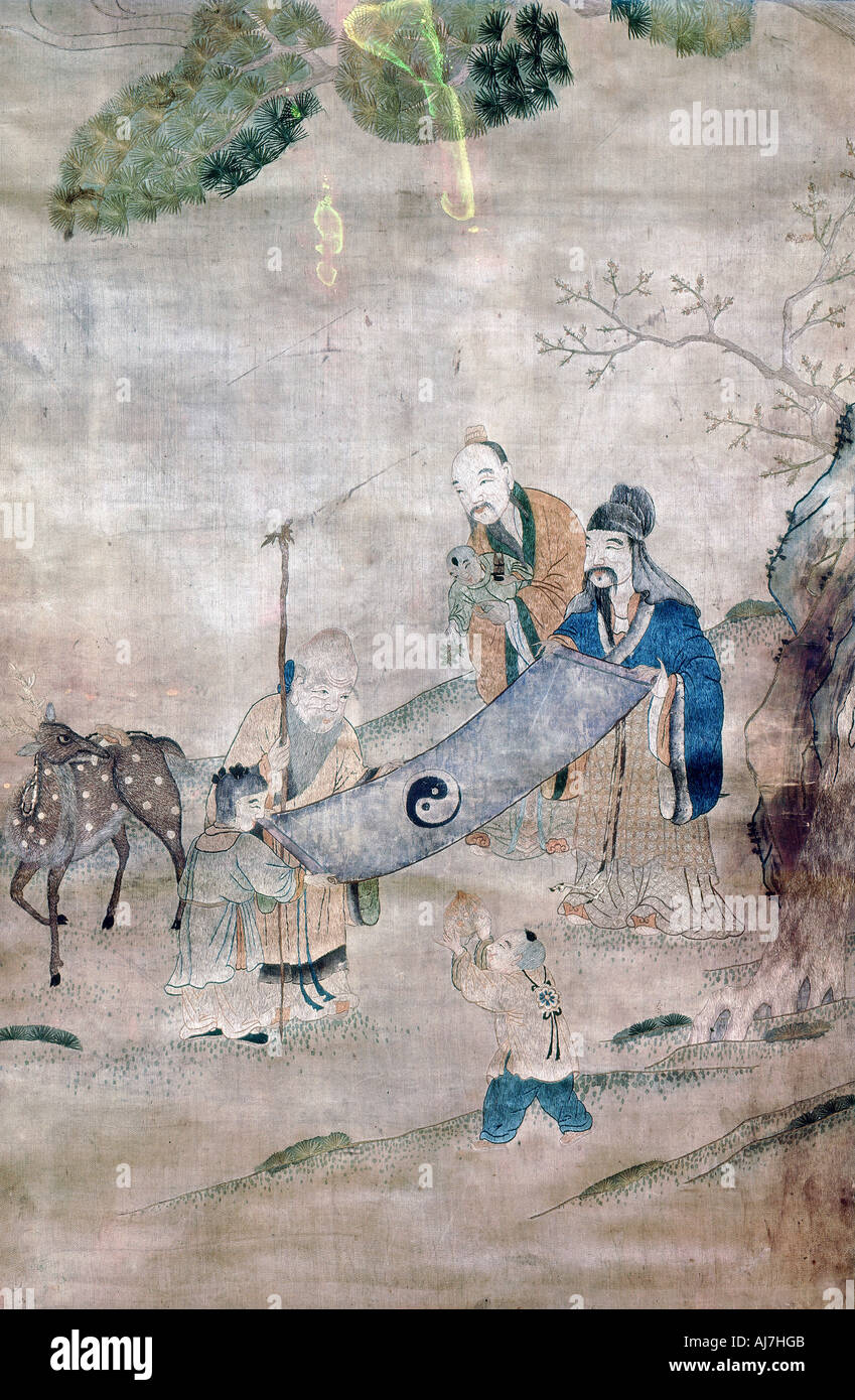 Trois sages de T'ai Chi, Chinois, 17e ou 18e siècle. Artiste : Inconnu Banque D'Images