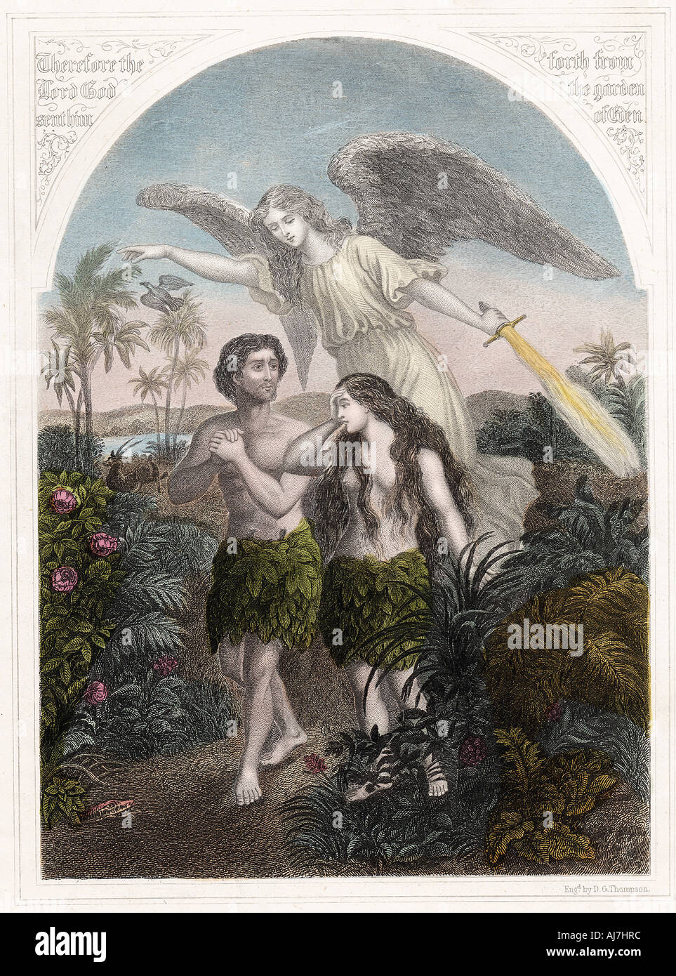 L'expulsion d'Adam et Ève du jardin d'éden, c1860. Artiste : Inconnu Banque D'Images