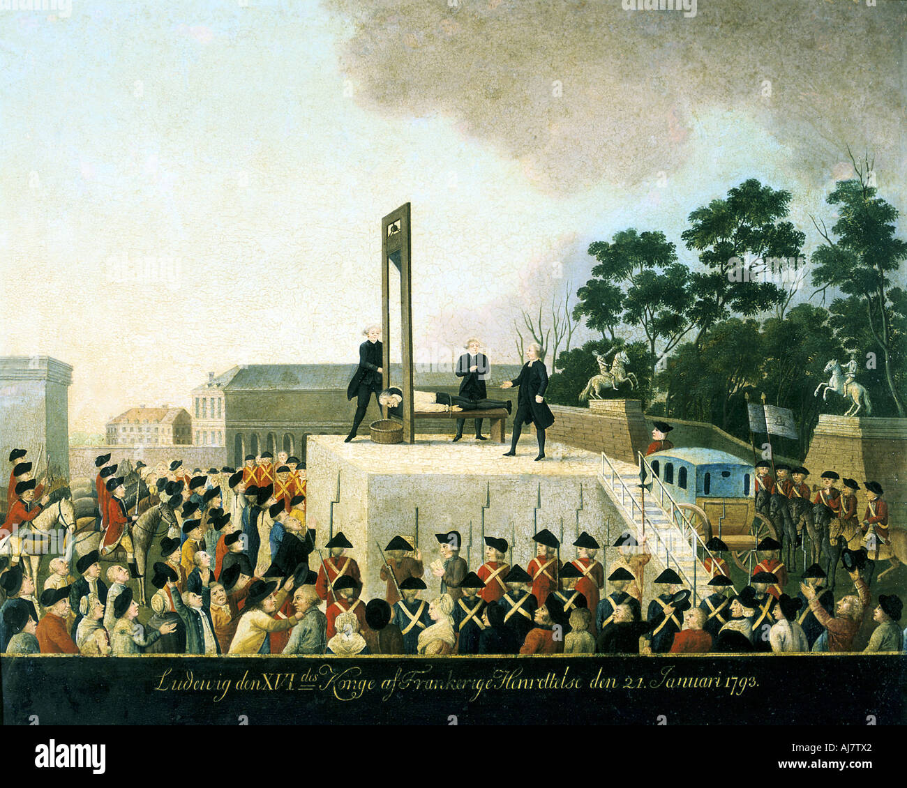 L'exécution par la guillotine de Louis XVI de France, Paris, 21 janvier 1793 (1790). Artiste : Anon Banque D'Images