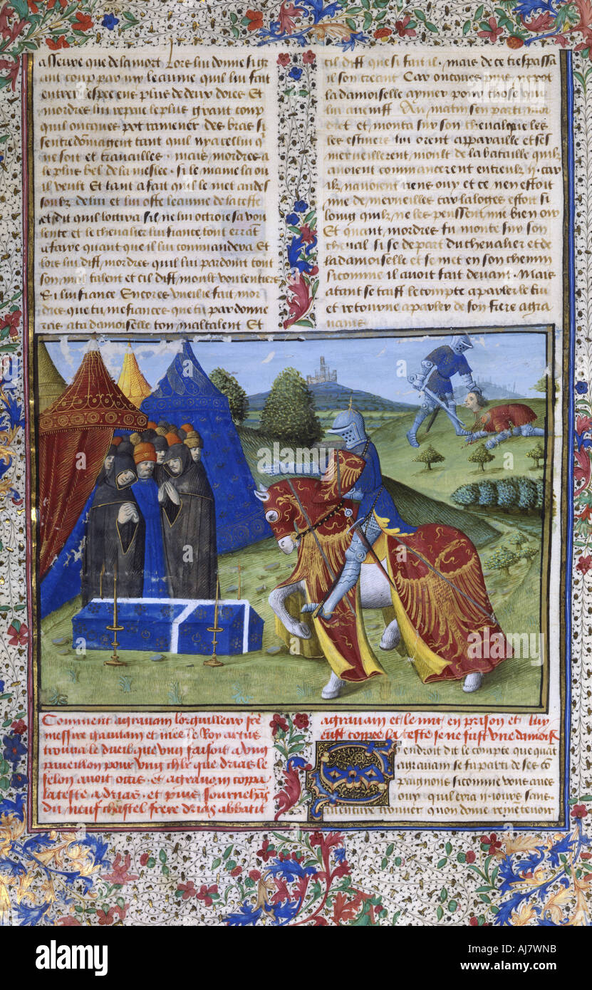 La page de : Le Livre de Lancelot du Lac (Le Livre de Lancelot du Lac), 15e siècle. Artiste : Inconnu Banque D'Images