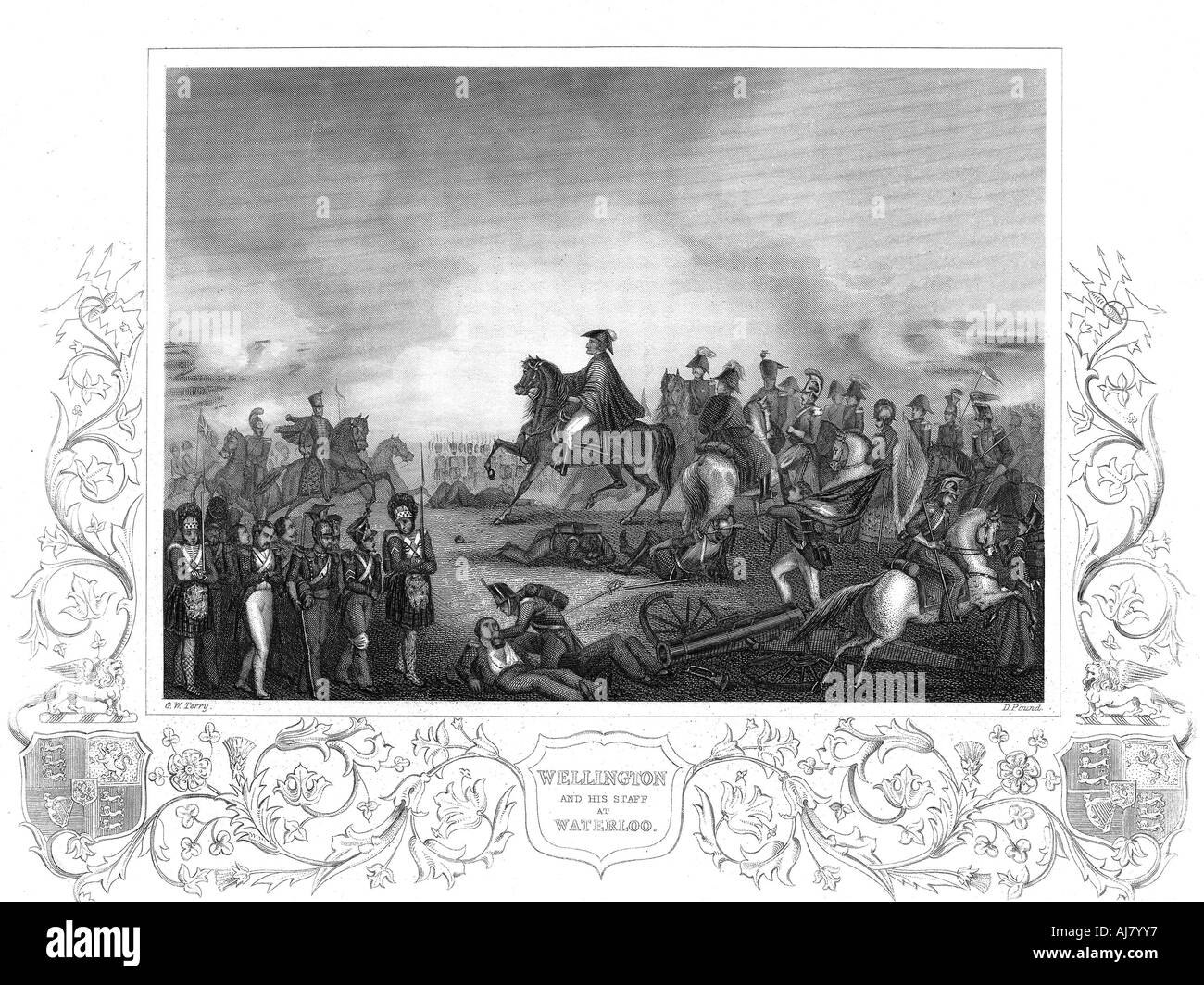 Arthur Wellesley, duc de Wellington, avec son personnel à la bataille de Waterloo, le 18 juin 1815. Artiste : Inconnu Banque D'Images