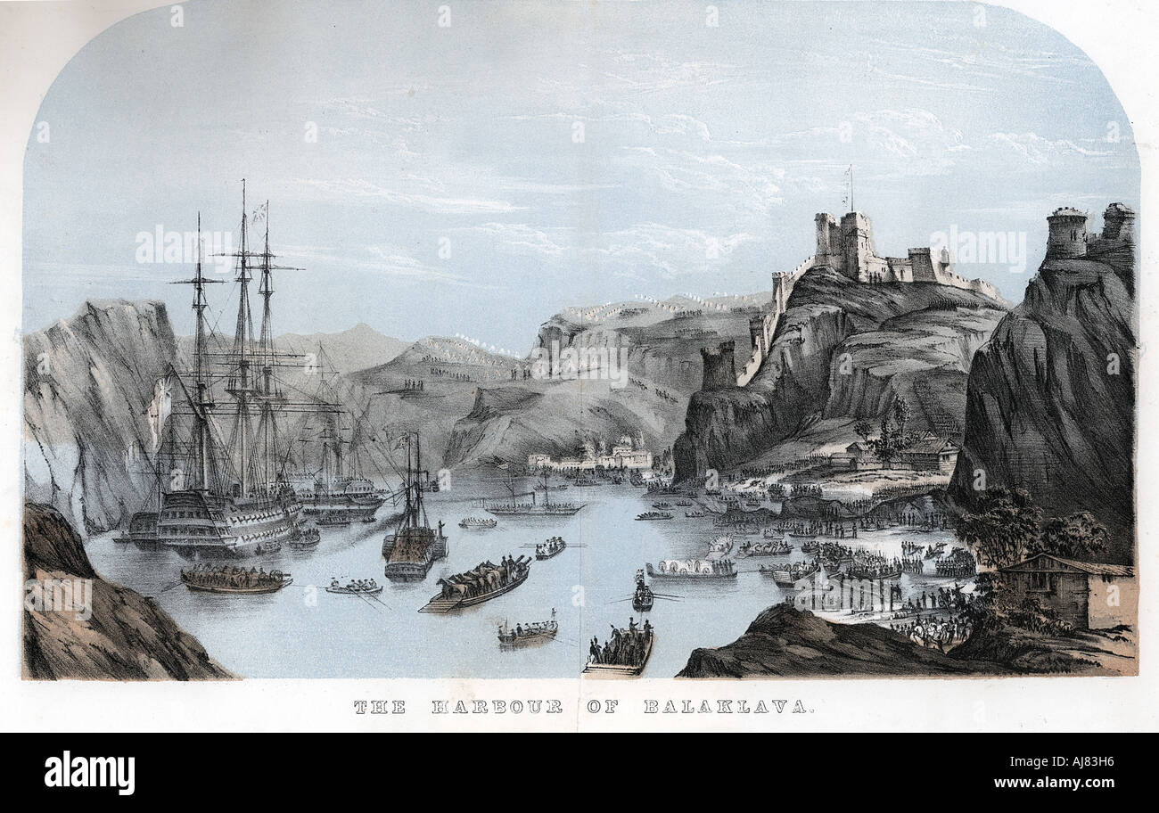 "Le port de Balaklava', guerre de Crimée, c1854 (C1860). Artiste : Inconnu Banque D'Images