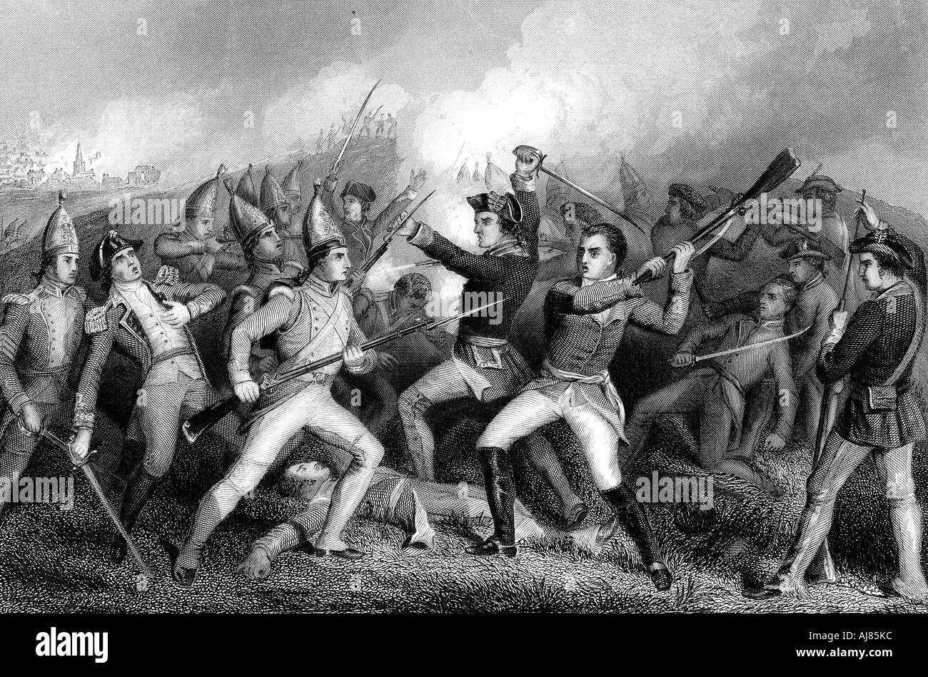 Bataille de Bennington, Vermont, guerre d'Indépendance américaine, le 16 août 1777. Artiste : Inconnu Banque D'Images