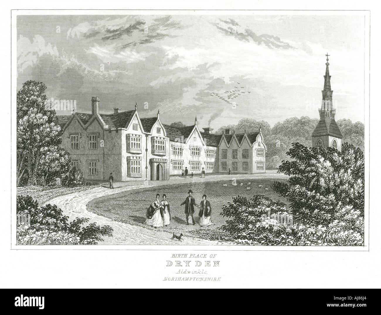 Aldwinkle, Northamptonshire, lieu de naissance de John Dryden. (1631-1700), c1846. Artiste : Inconnu Banque D'Images